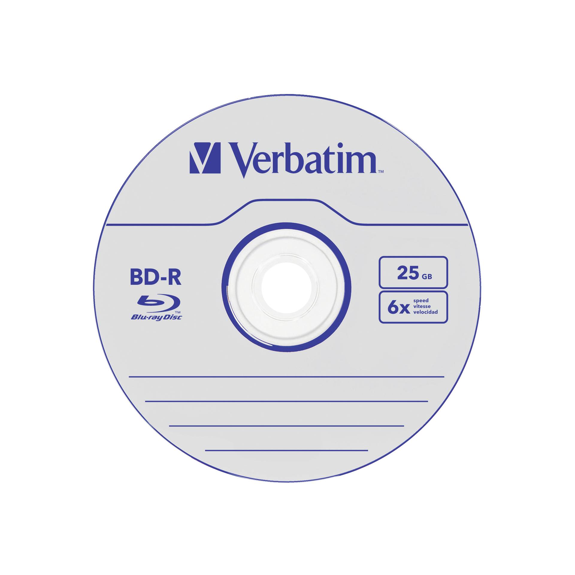 1x10 Verbatim BD-R Blu-Ray 25GB 6x Speed, bianco azzuro Cake