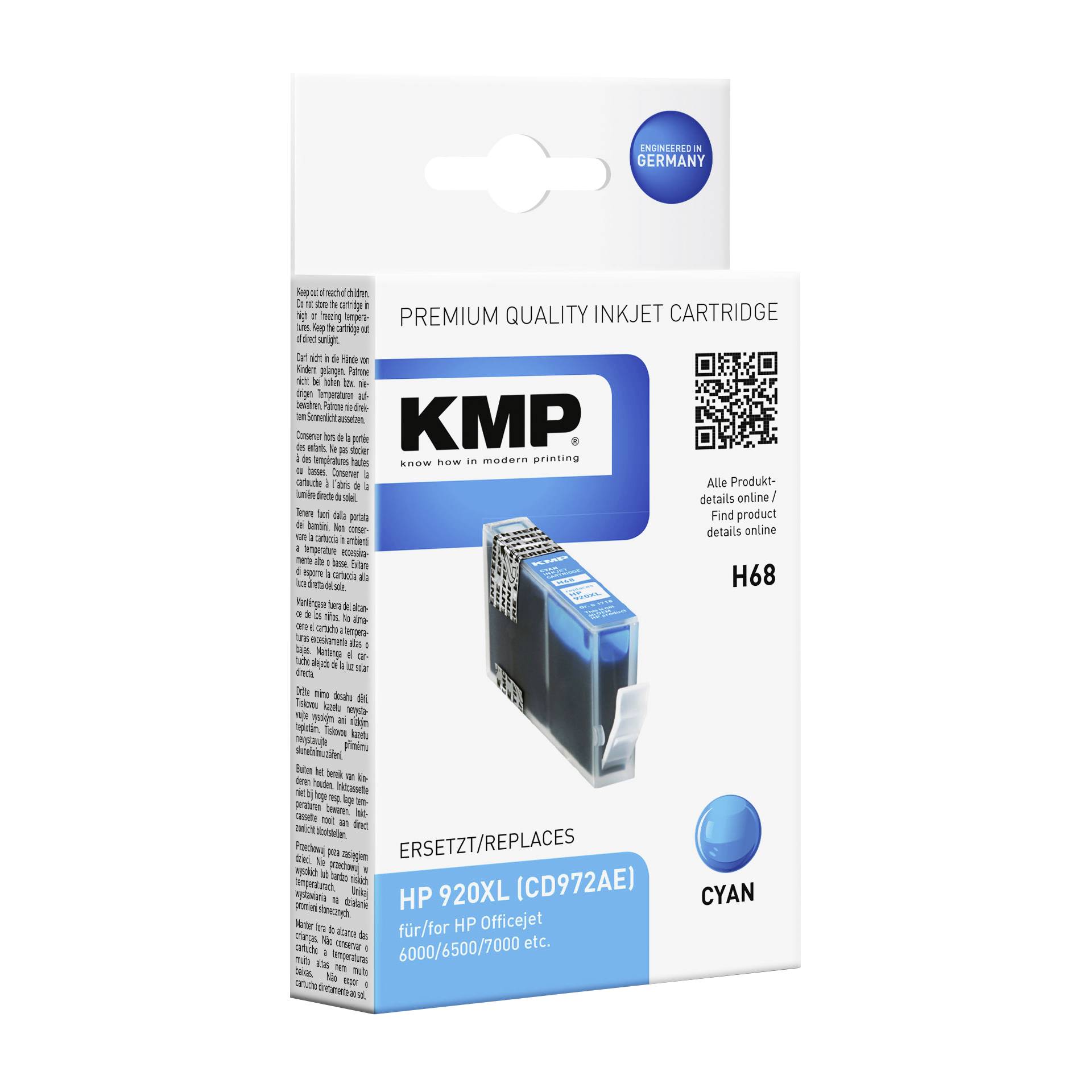 KMP H68 cartuccia ciano compat. per HP CD 972 AE Nr. 920 XL