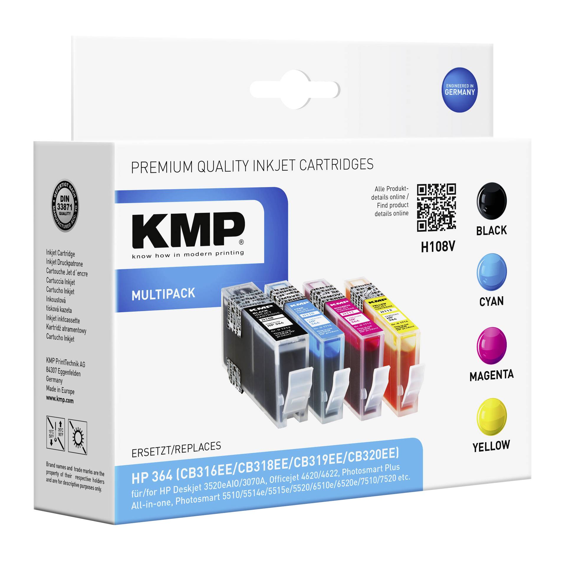 KMP H108V Multipack BK/C/M/Y compatibile con HP No. 364