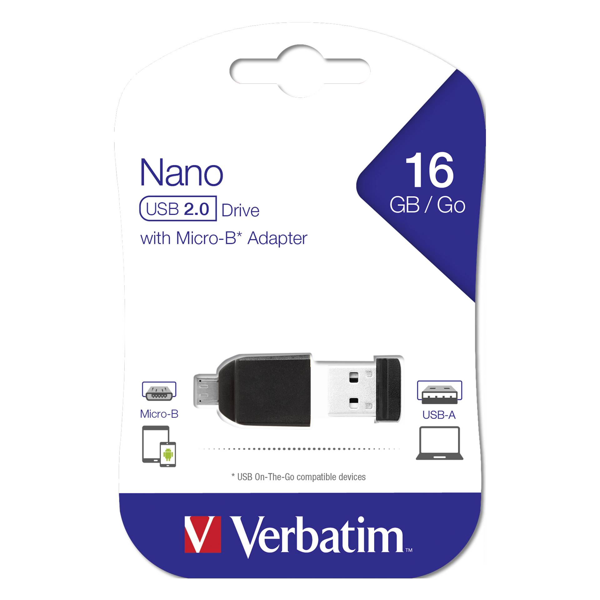 Verbatim Store n Stay Nano  16GB USB 2.0 + OTG adatt. micro