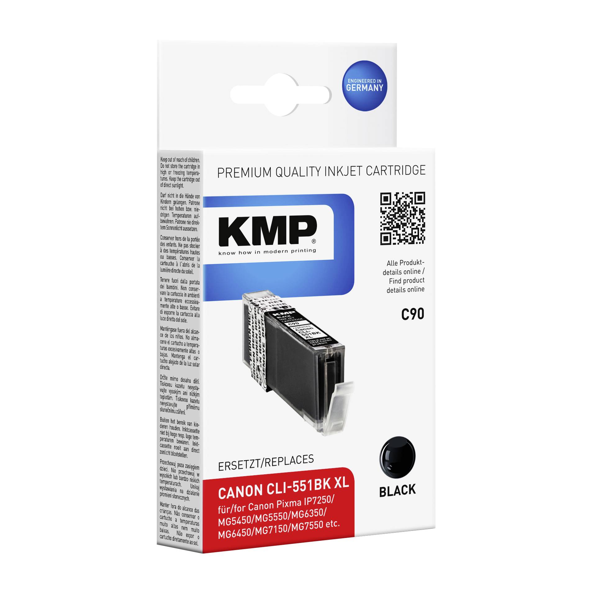 KMP C90 cartuccia nero comp. con Canon CLI-551 BK XL