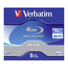1x5 Verbatim BD-R Blu-Ray 50GB 6x Speed, bianco blu Jewel Ca 2