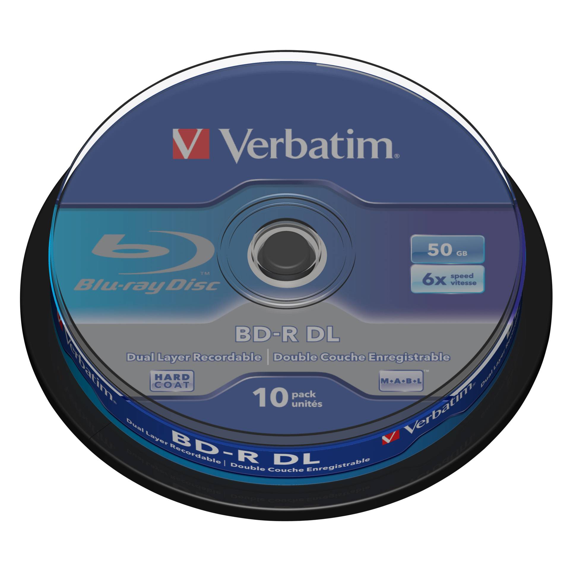 1x10 Verbatim BD-R Blu-Ray 50GB 6x Speed, bianco blu Cakebox