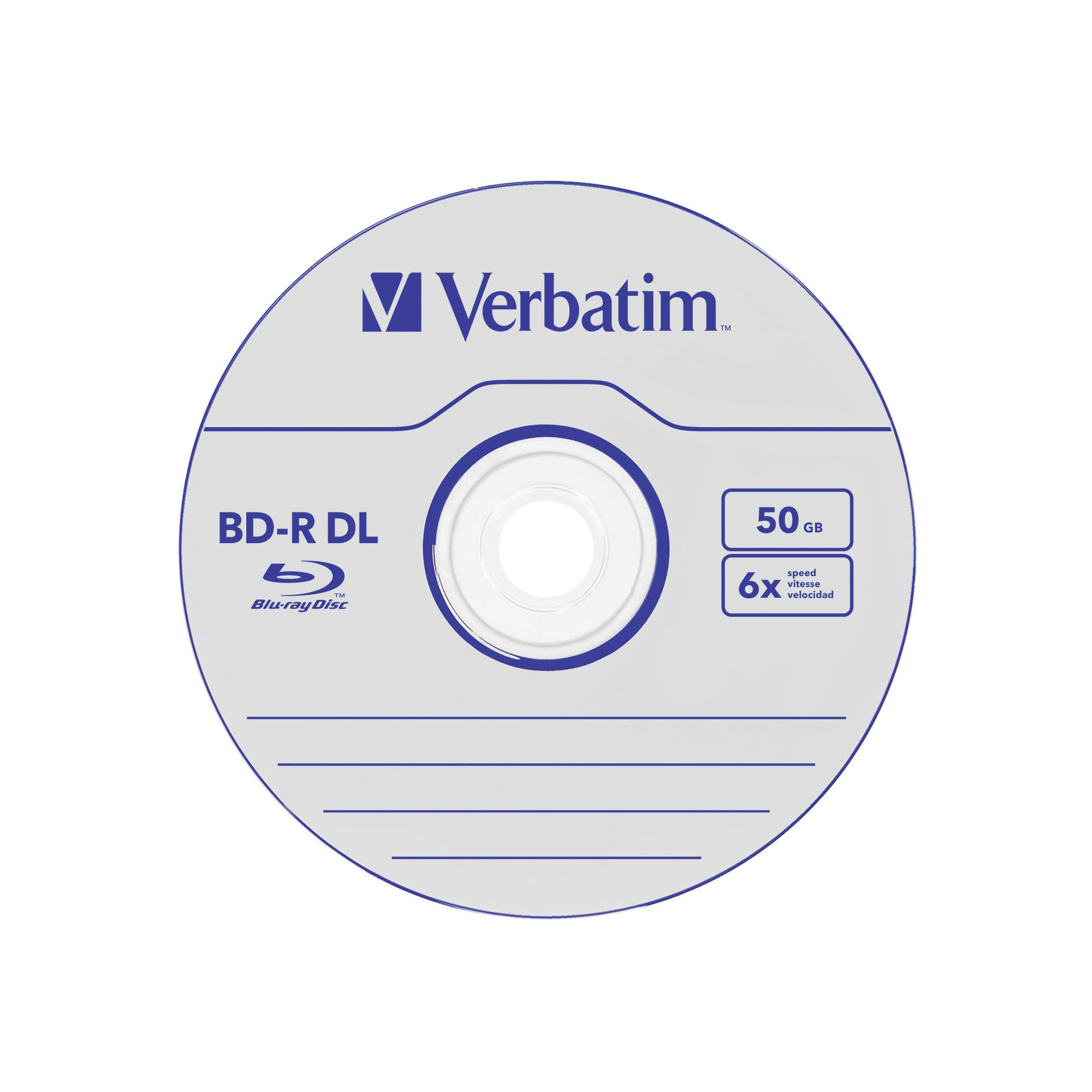 1x10 Verbatim BD-R Blu-Ray 50GB 6x Speed, bianco blu Cakebox
