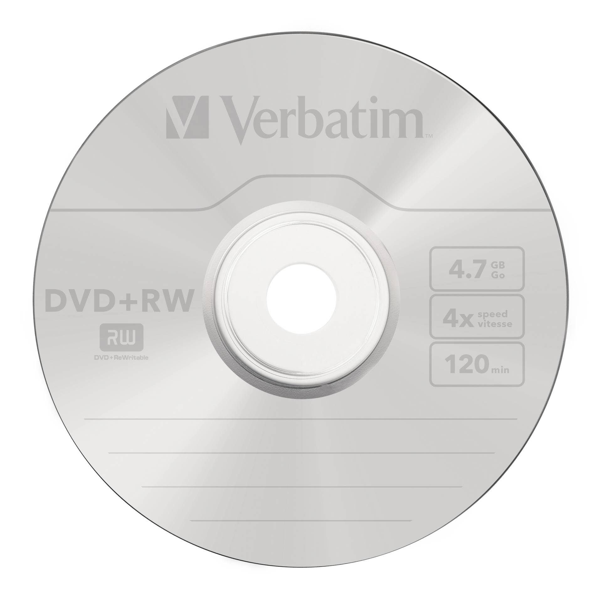 1x25 Verbatim DVD+RW 4,7GB 4x Speed, opaco argento