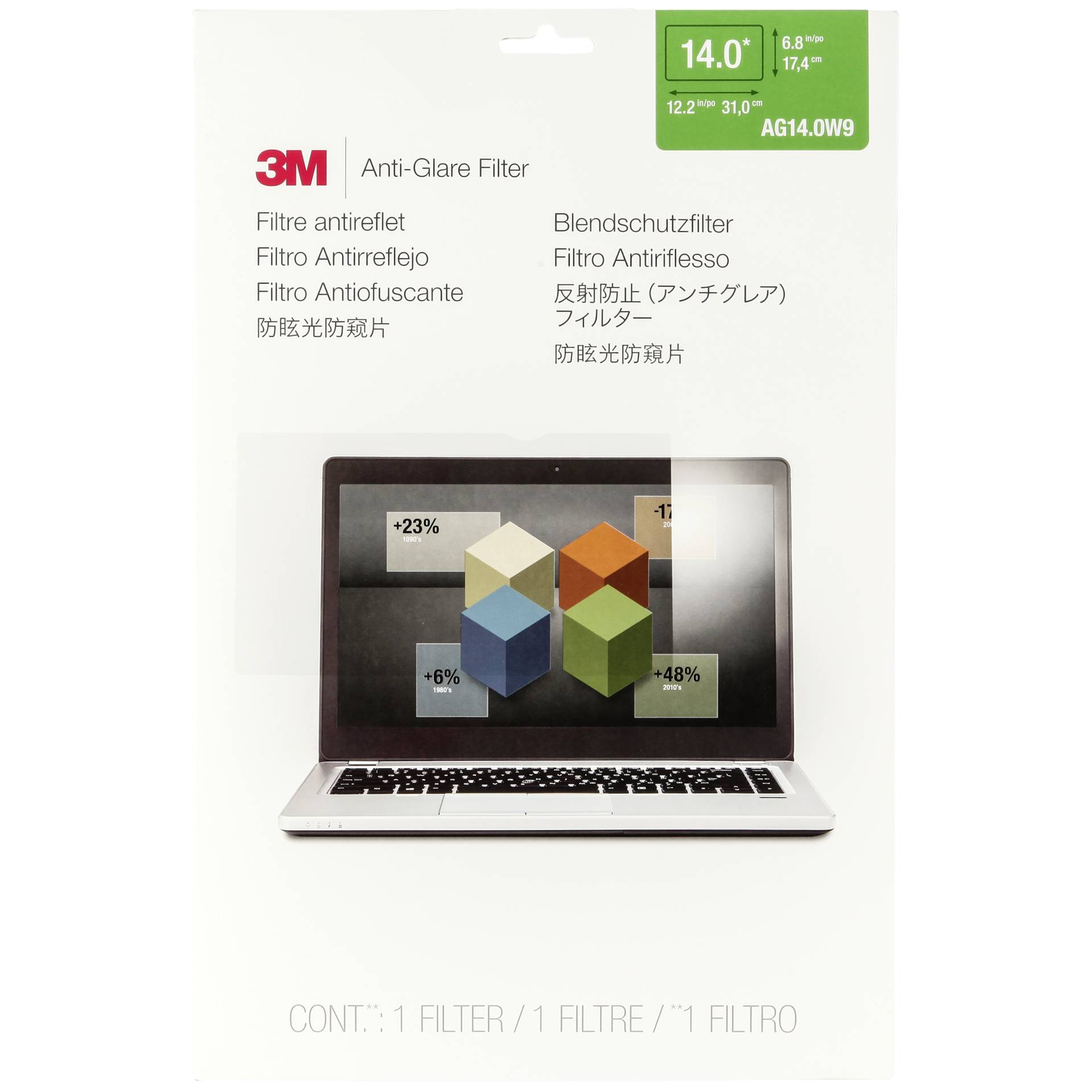 3M AG140W9 Filtro antiriflesso per Widescreen Laptops 14