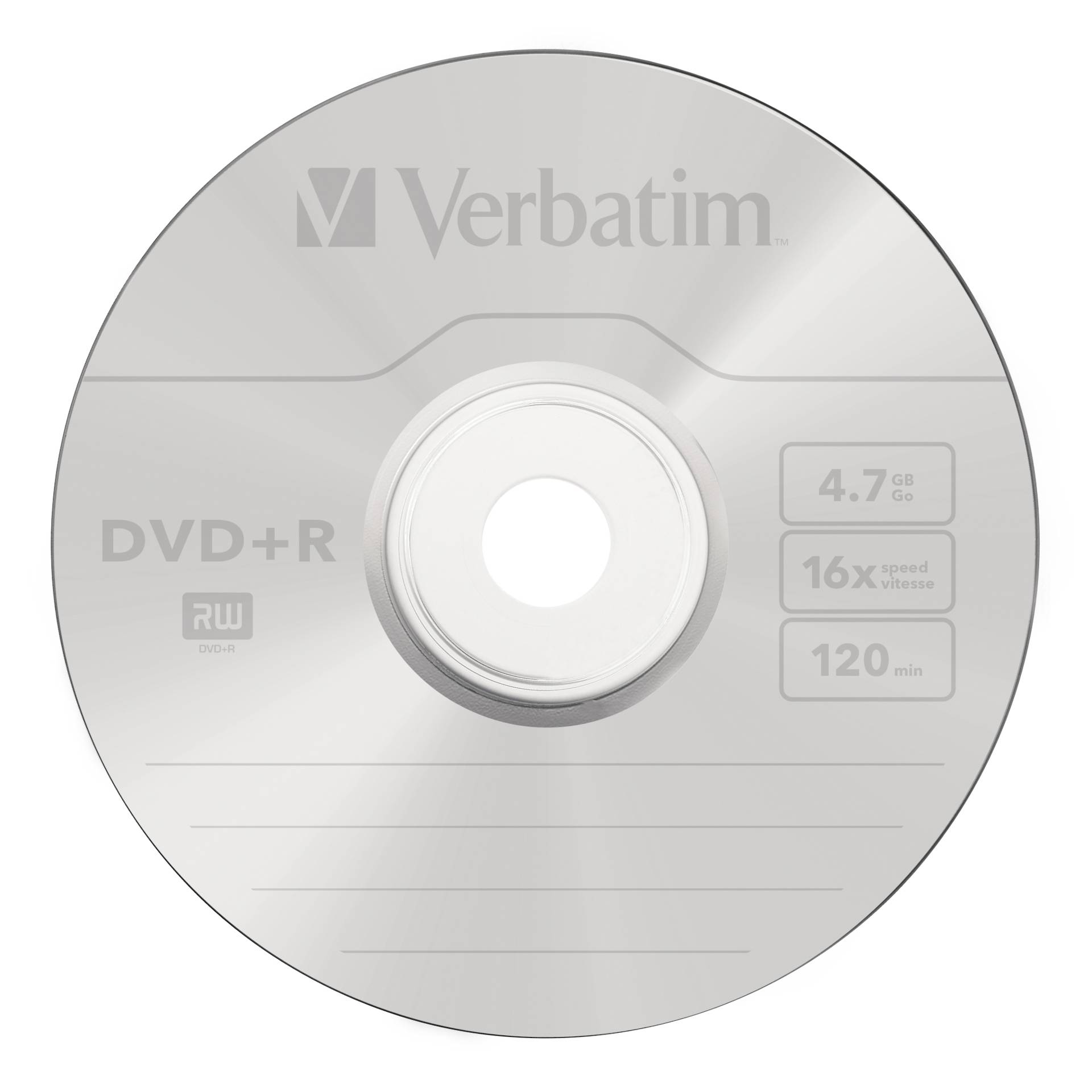 1x50 Verbatim DVD+R 4,7GB 16x Speed, opaco argento