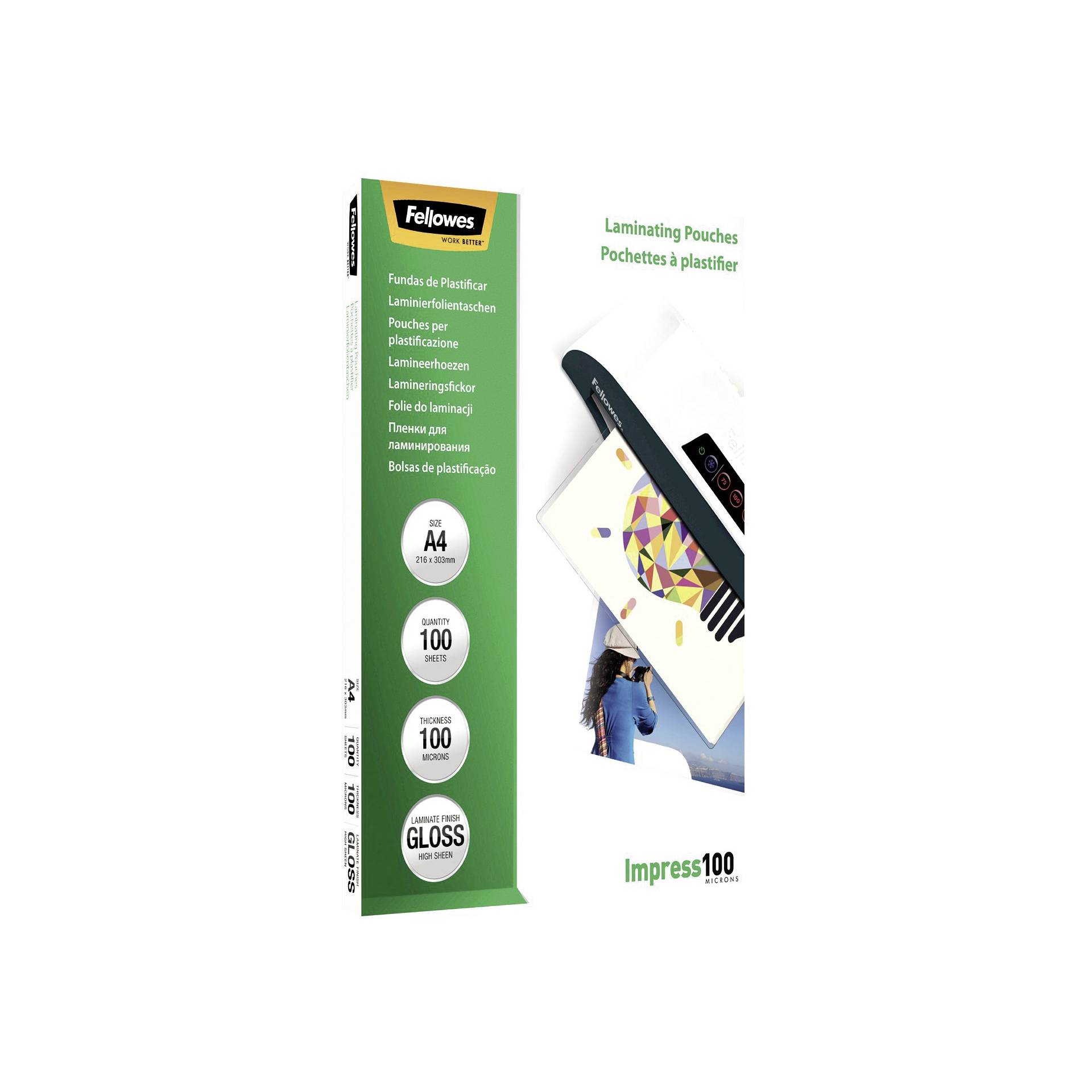 Fellowes pell. di laminazione A4 100 mic lucida - 100 pezzi
