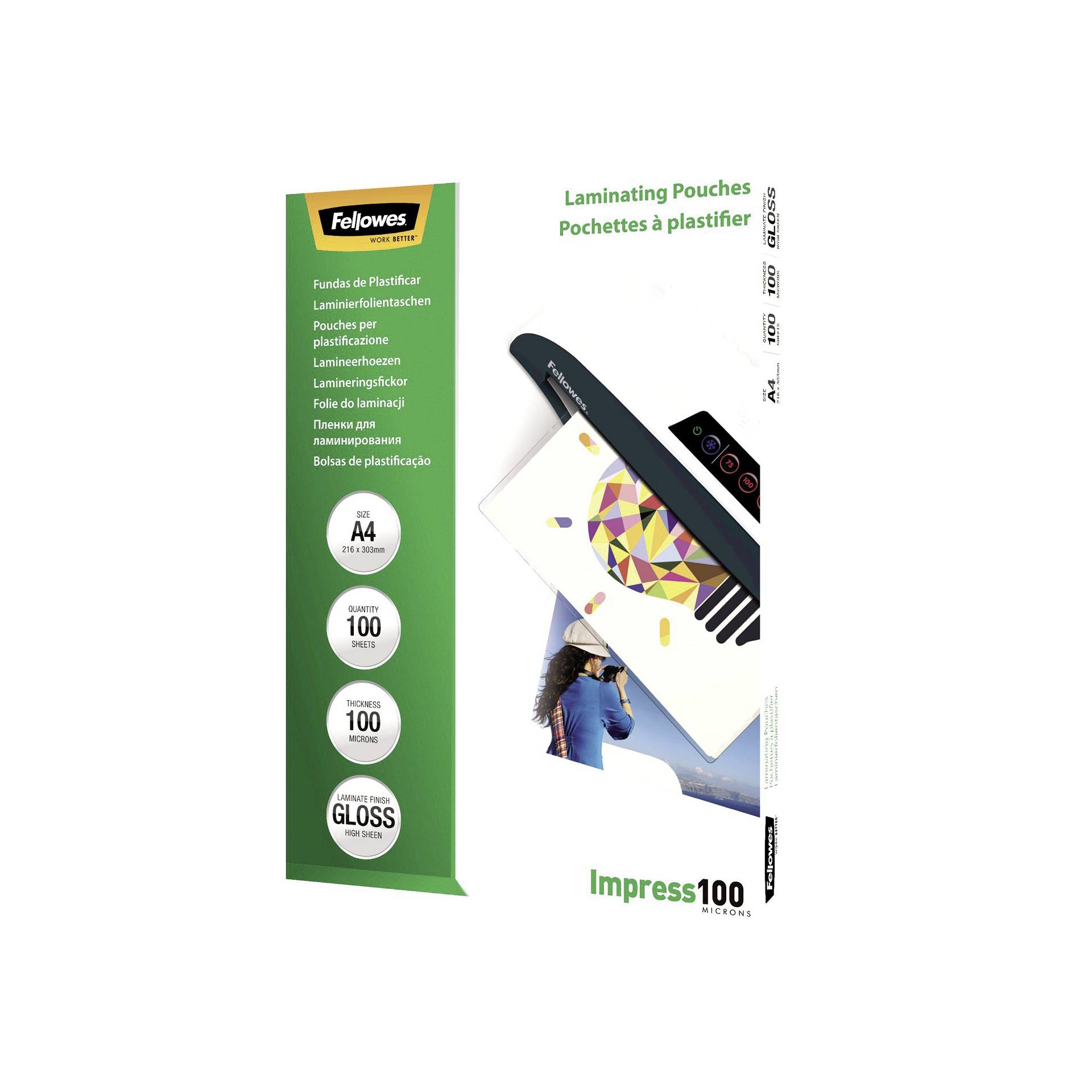 Fellowes pell. di laminazione A4 100 mic lucida - 100 pezzi