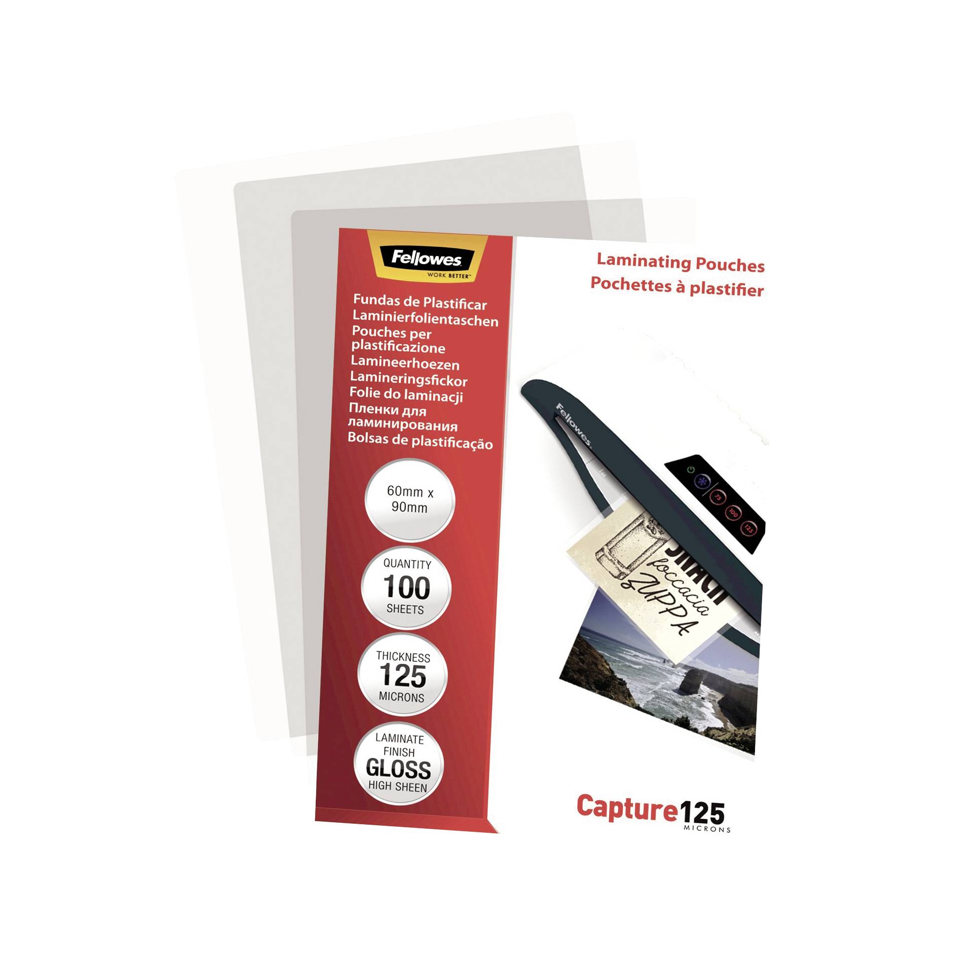 Fellowes pell. di laminazione 60x90 mm 125 mic lucida 2
