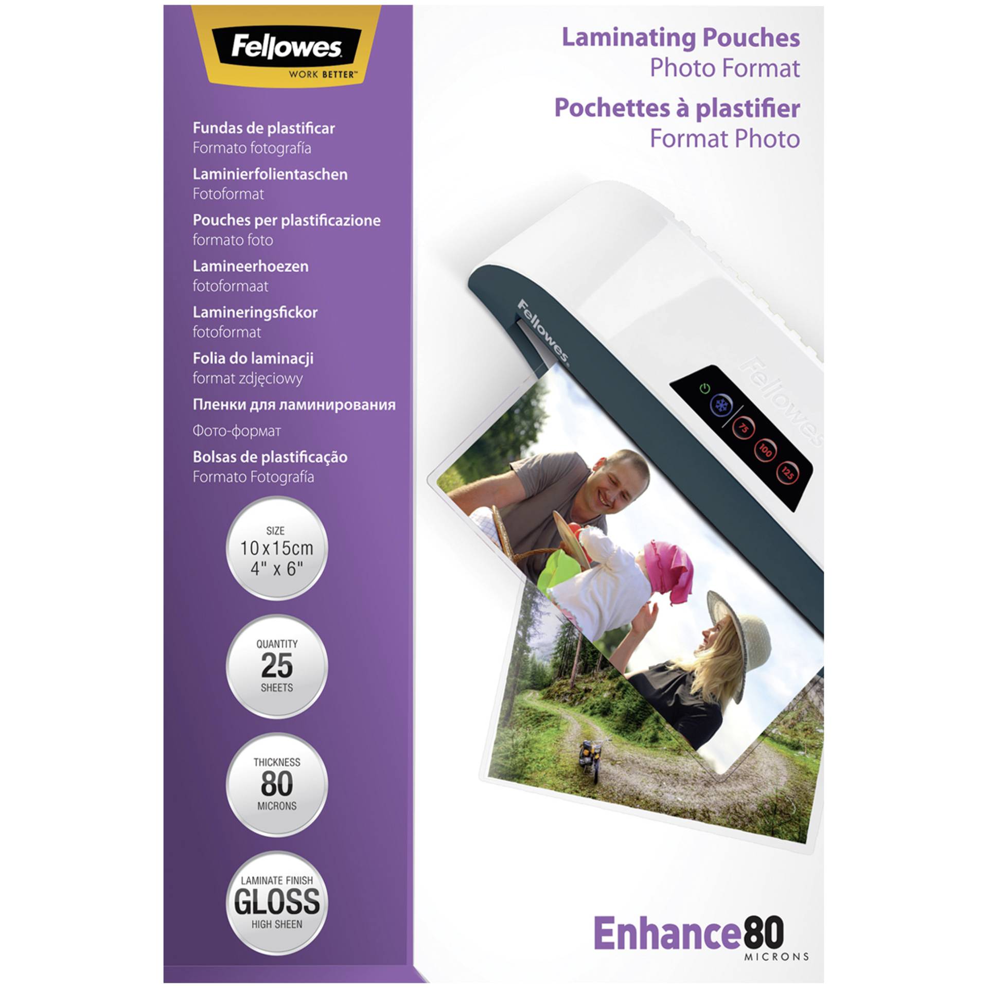 Fellowes pell. di laminazione 10x15cm 80 mic lucida