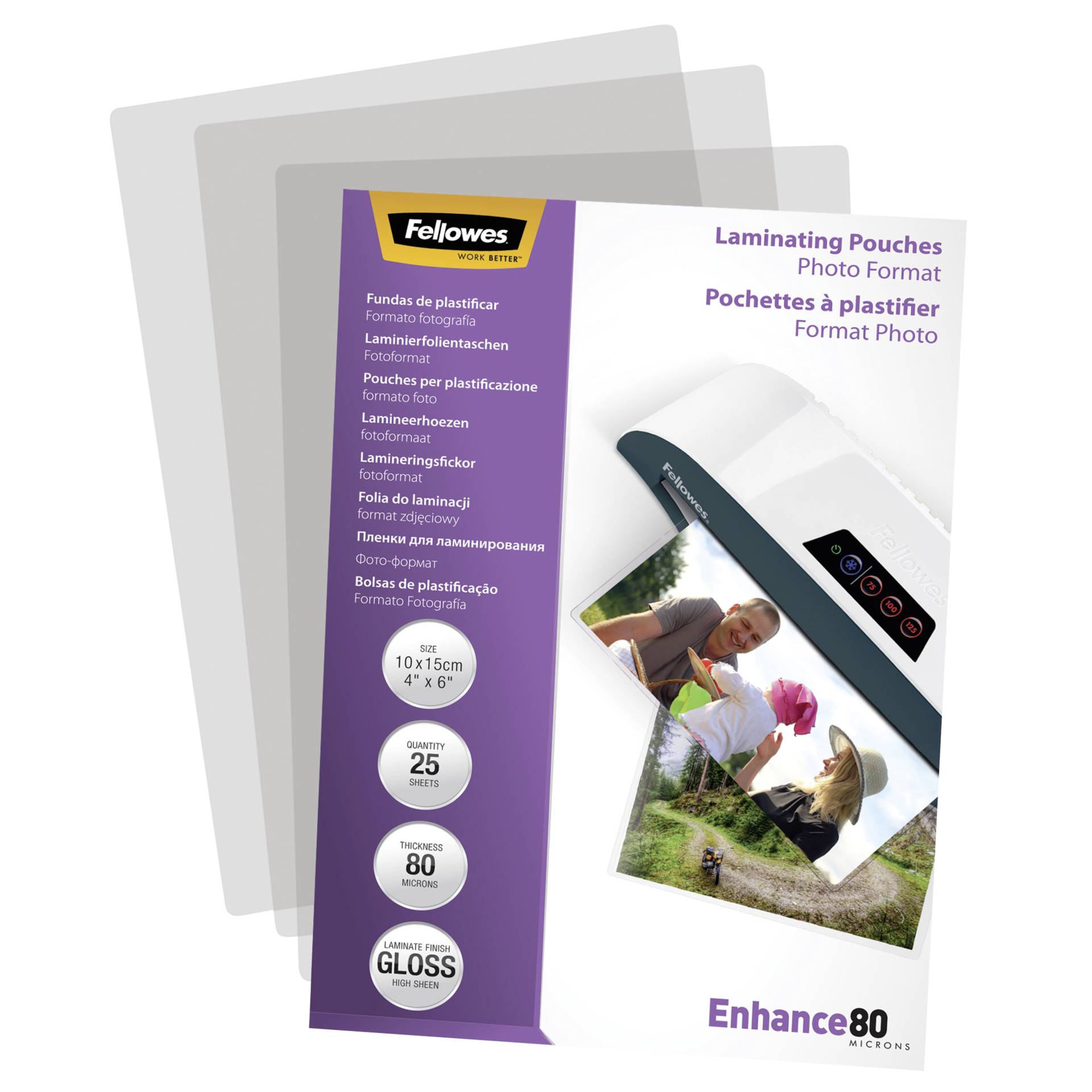 Fellowes pell. di laminazione 10x15cm 80 mic lucida