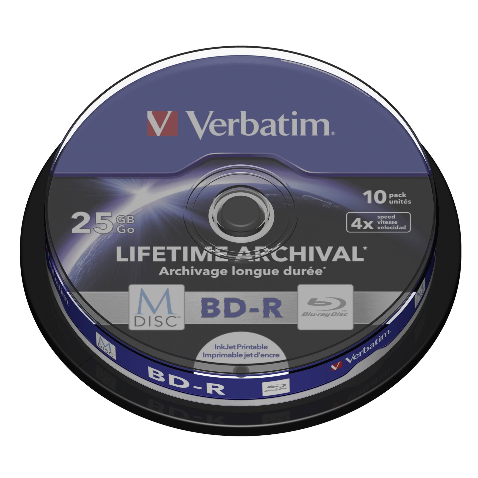 1x10 Verbatim M-Disc BD-R BluRay 25GB 4x Speed Cakebox print
