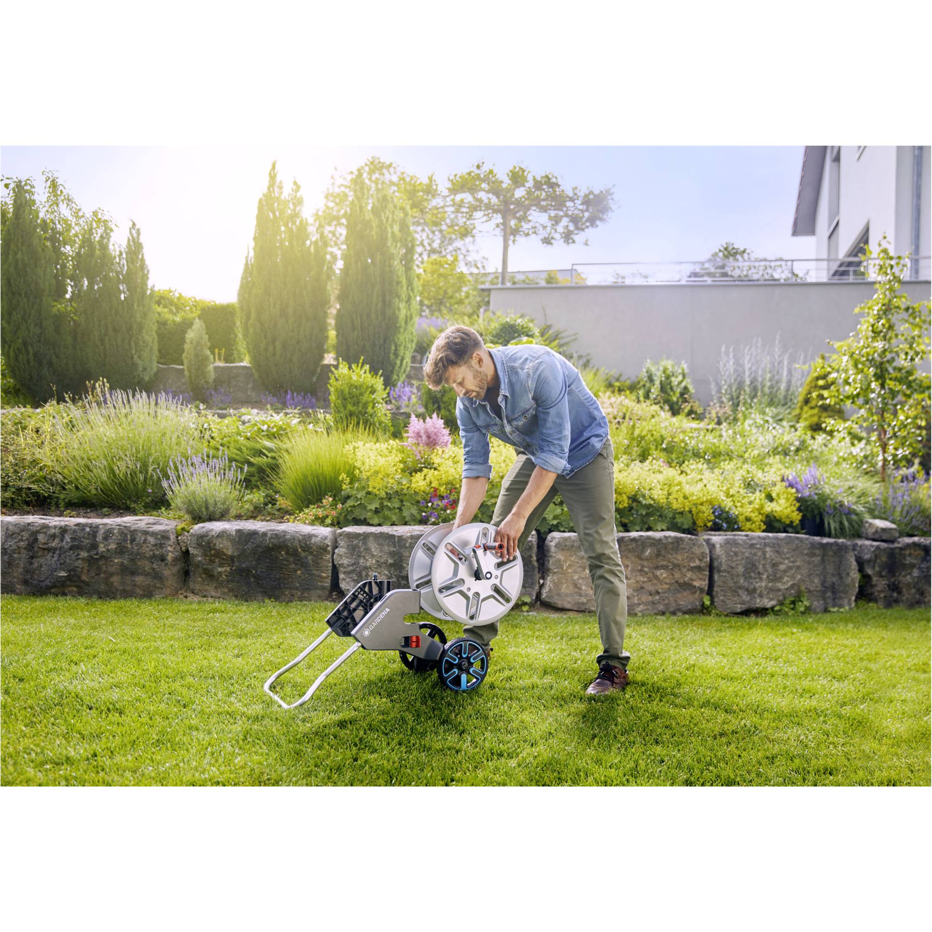 Gardena carrello avvolgitubi AquaRoll M Easy metallo set