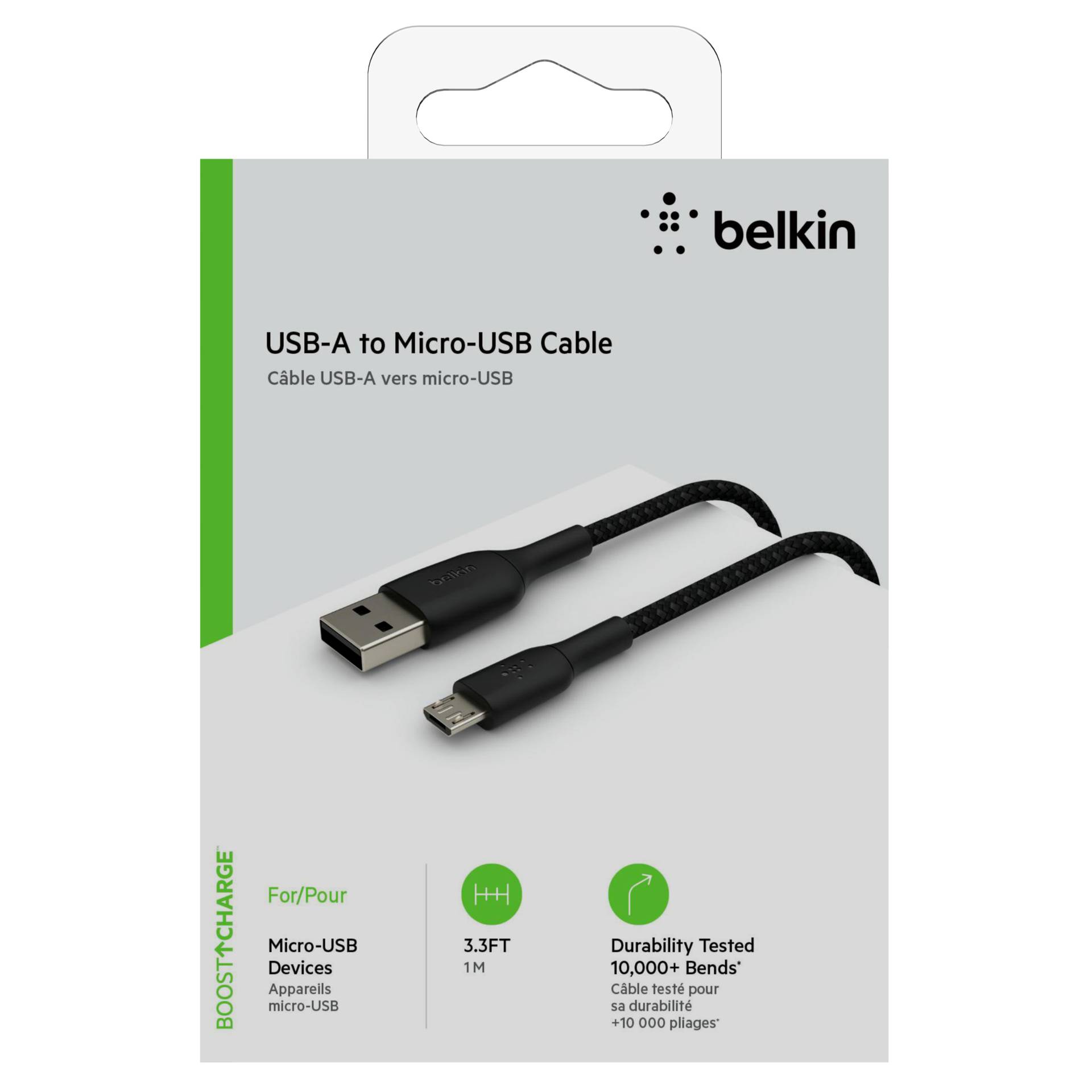 Belkin Micro-USB-Kabel ummantelt 1m nero CAB007bt1MBK