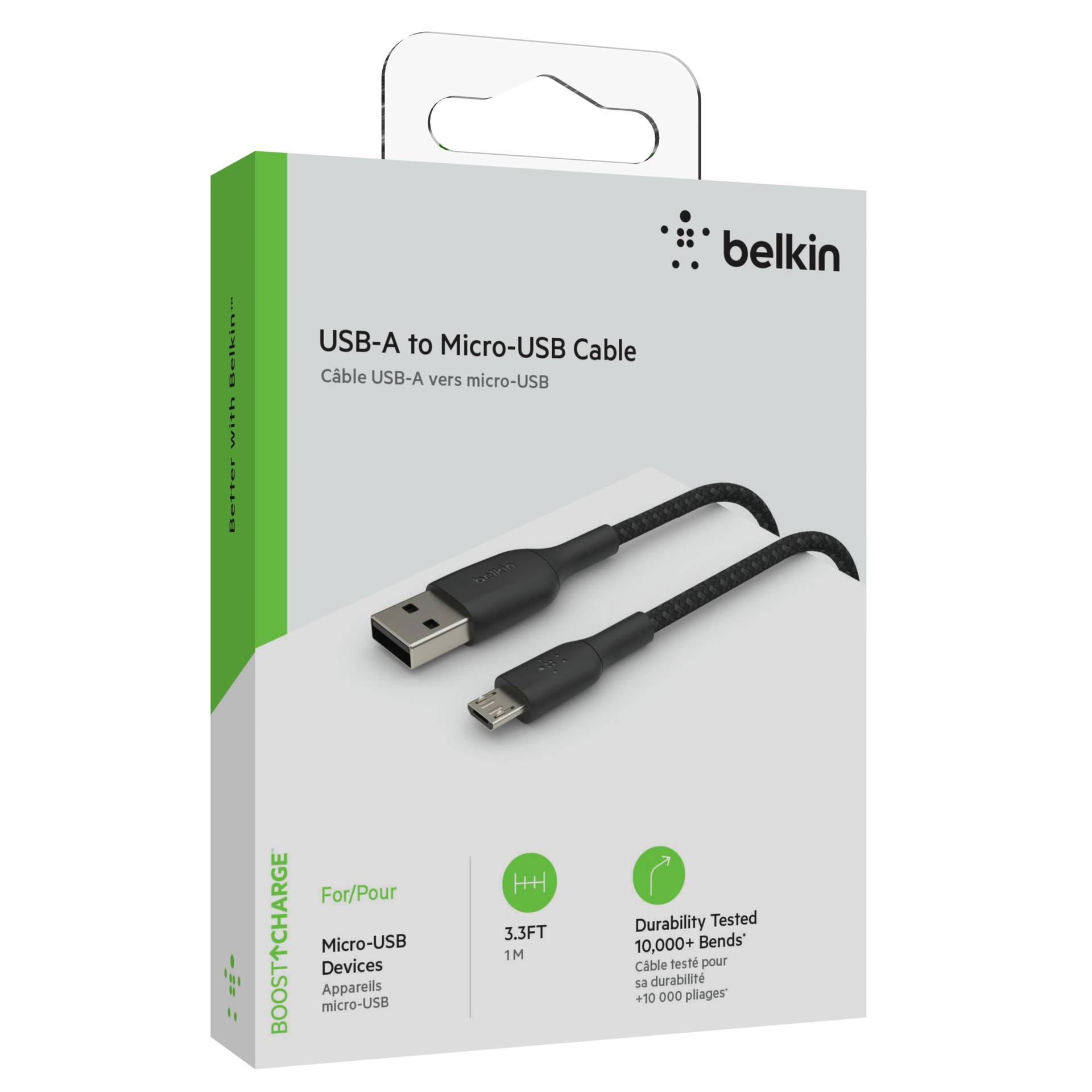 Belkin Micro-USB-Kabel ummantelt 1m nero CAB007bt1MBK