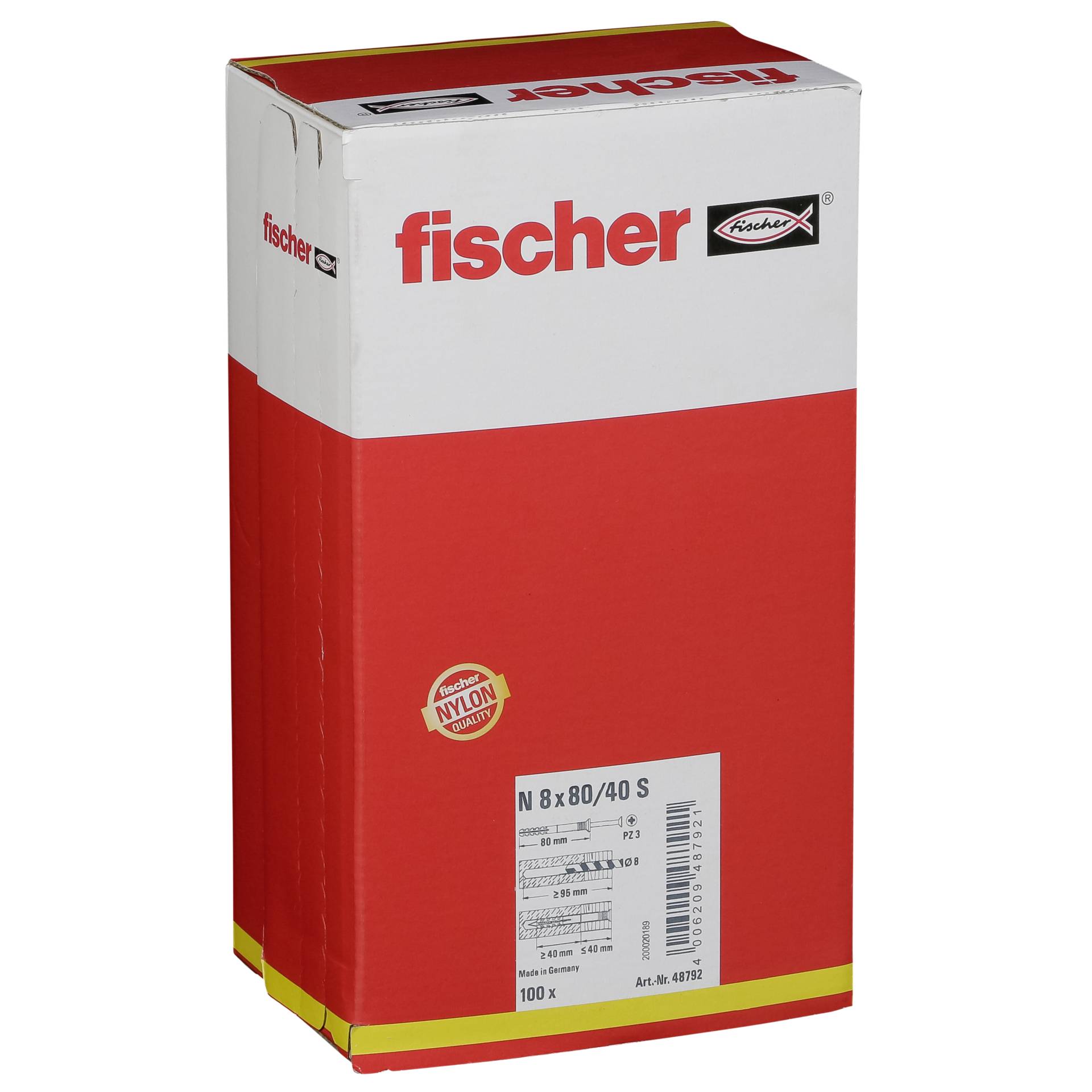 Fischer tasselli vite chiodo N 8x80/40 S 100 pz.