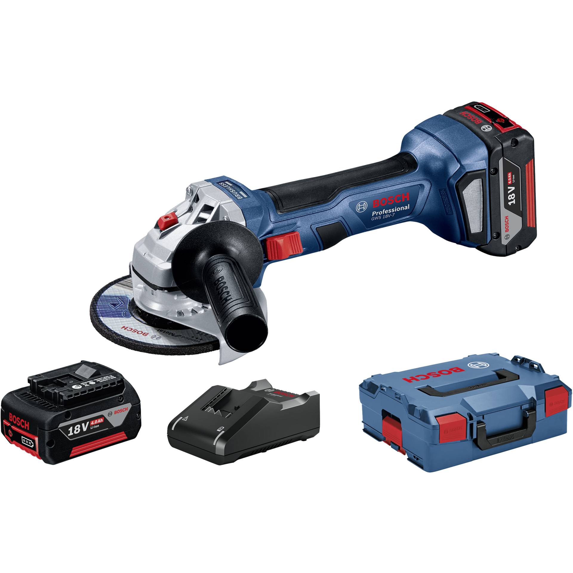 Bosch GWS 18V-7 125 mm Set Smerigliatrice angolare a batt.