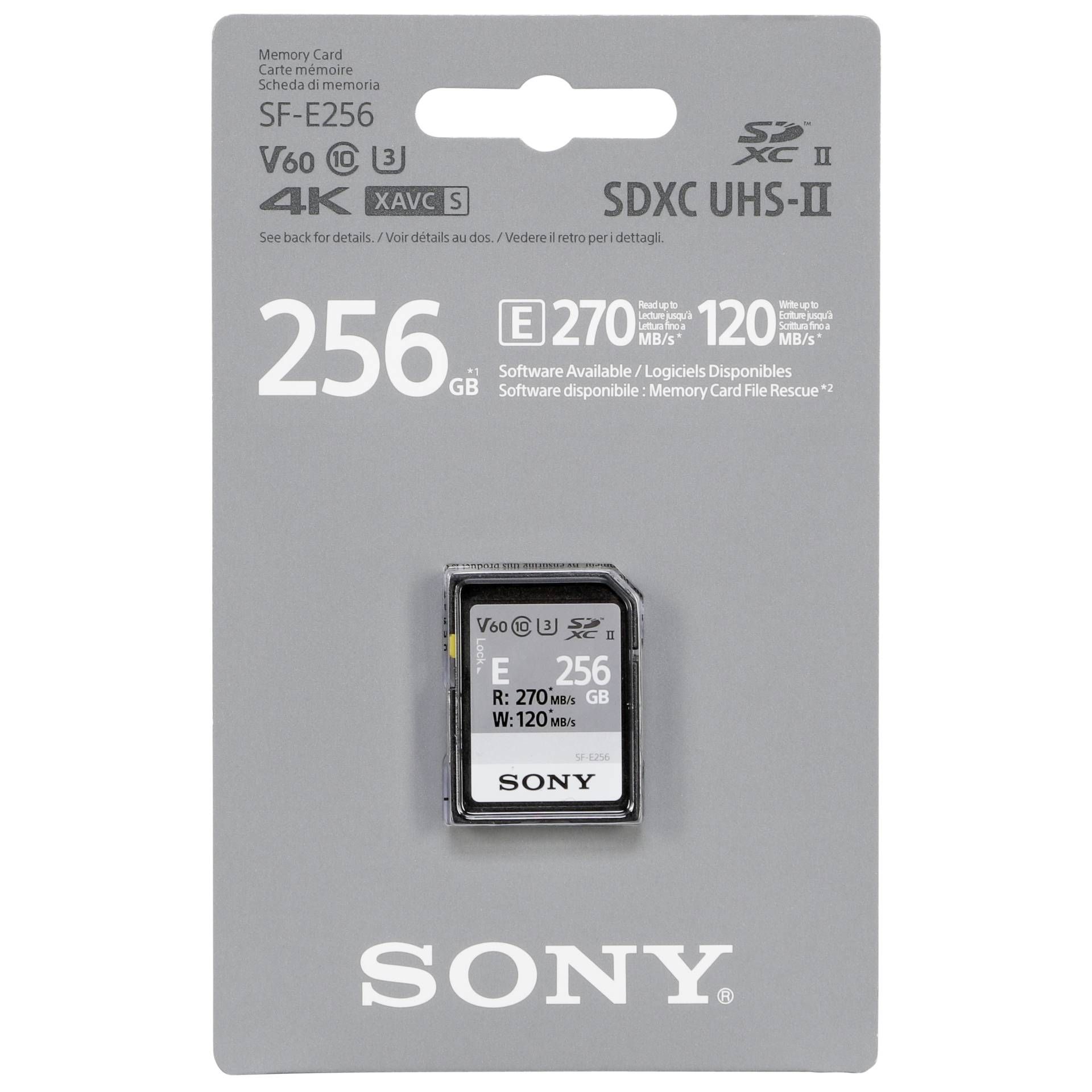 Sony SDXC E series         256GB UHS-II Class 10 U3 V60