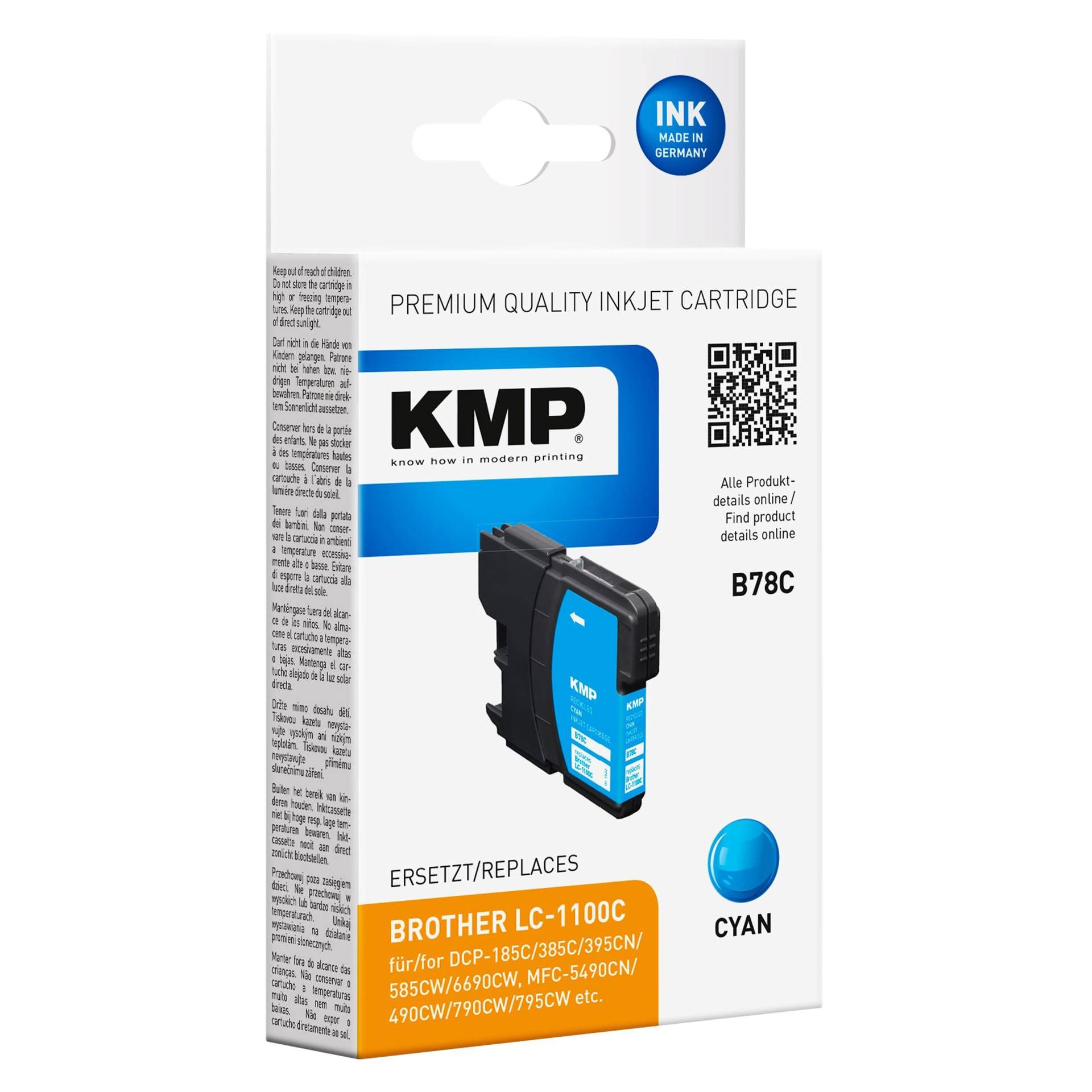 KMP B78C cartuccia ciano compatibile c. Brother LC-1100 C