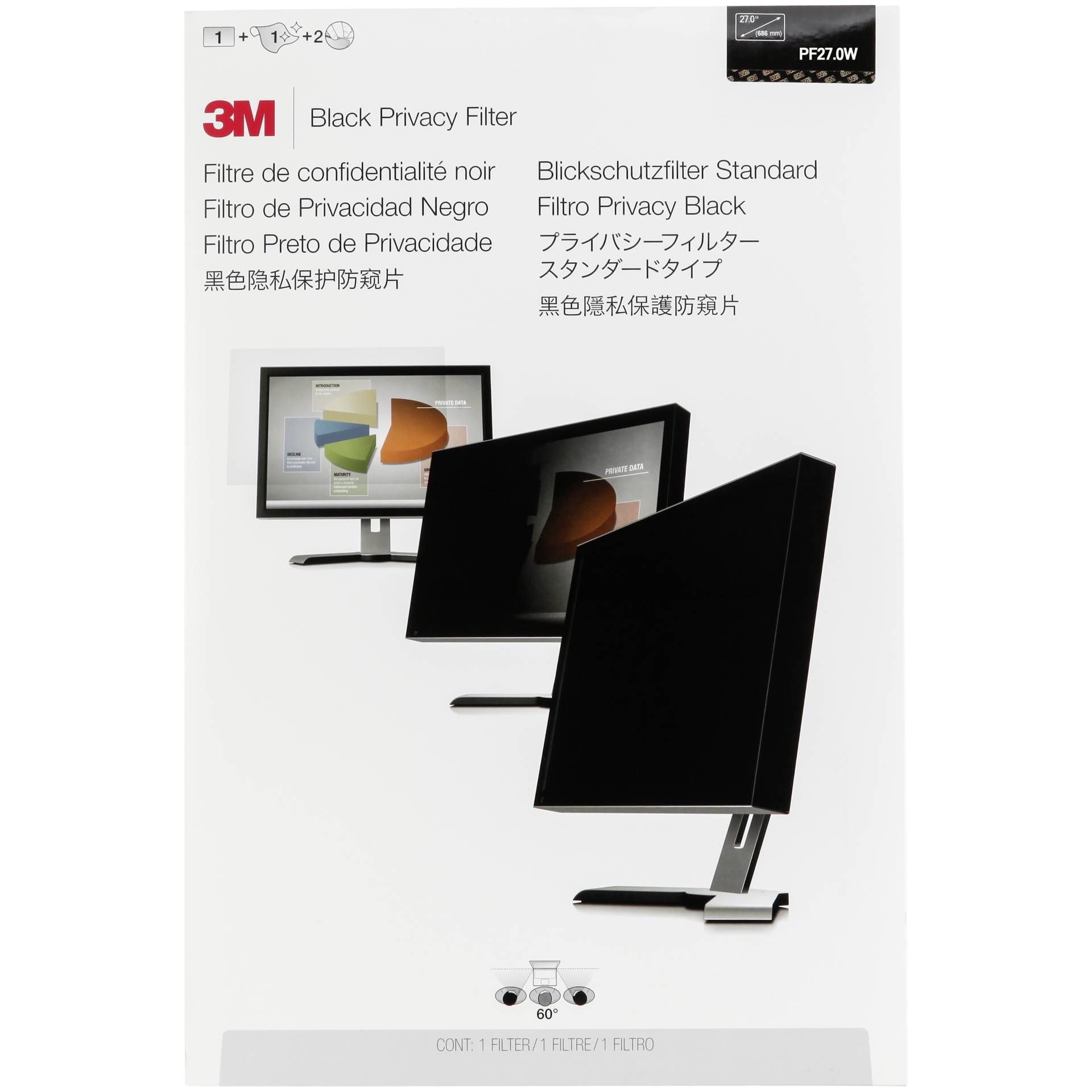 3M PF270W filtro privacy nero per 68,6cm (27,0 ) 16:10