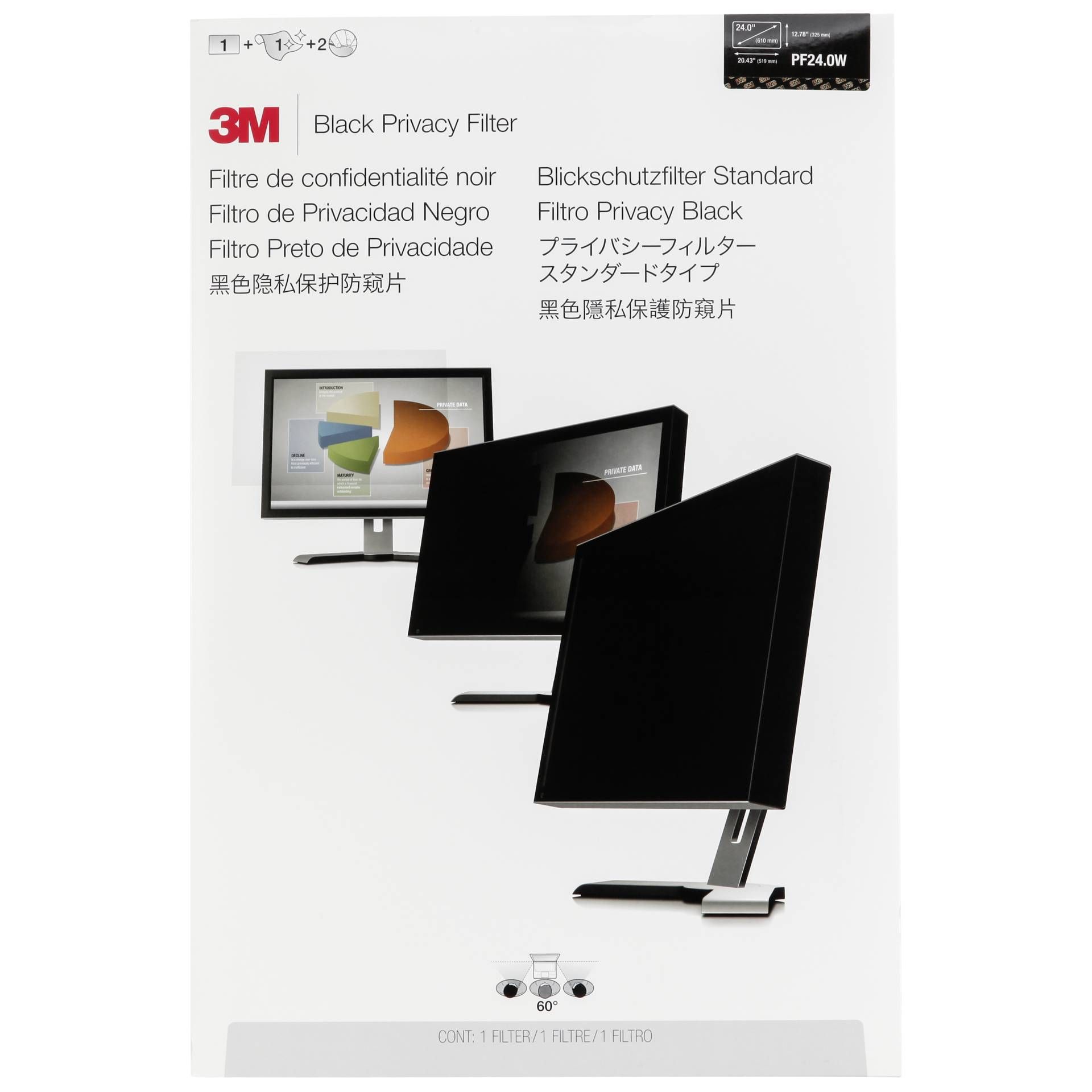 3M PF240W filtro privacy nero per 61,0cm (24,0 ) 16:10
