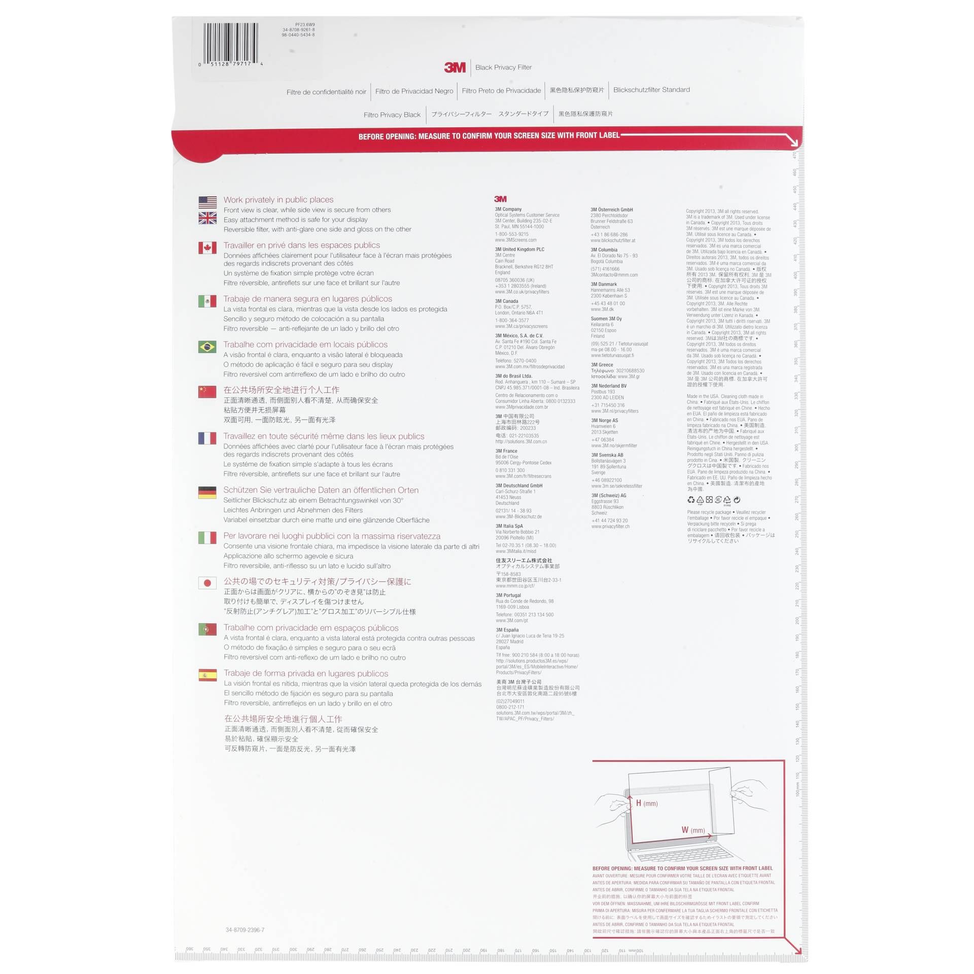 3M PF236W9 filtro privacy nero per 59,9cm (23,6 ) 16:9