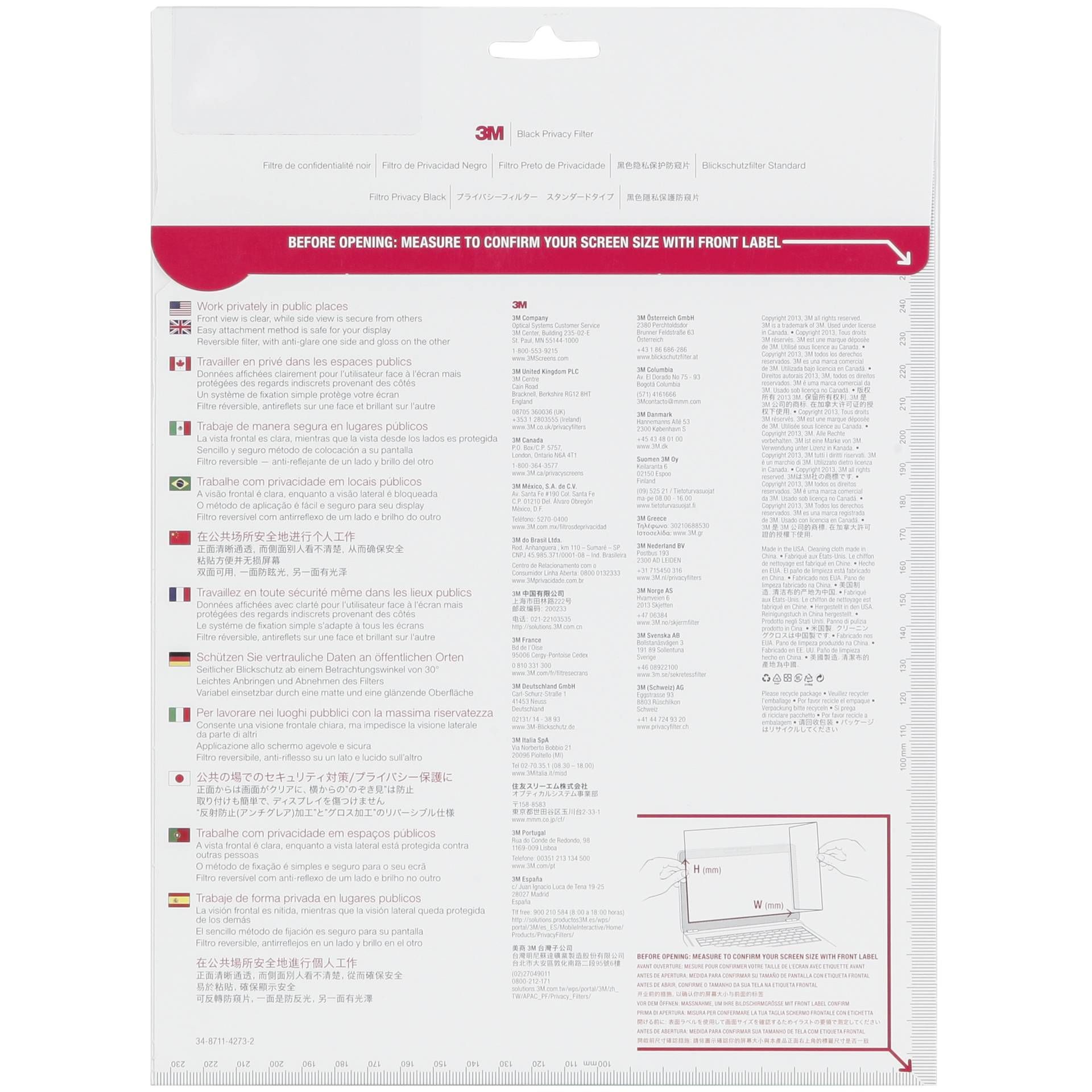 3M PF240W9 filtro privacy nero per 61,0cm (24,0 ) 16:9