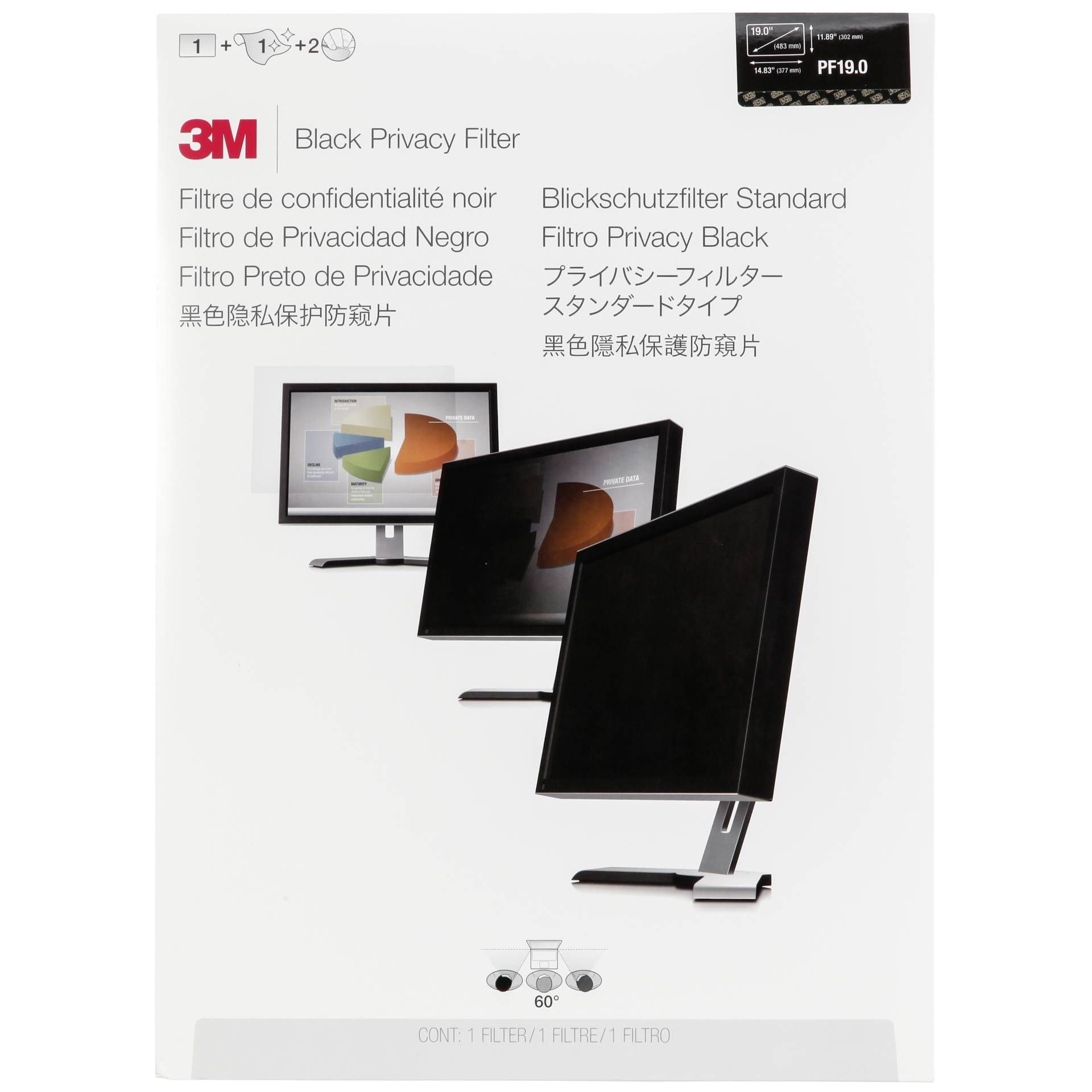 3M PF190 filtro privacy nero per 48,3cm (19,0 ) 5:4