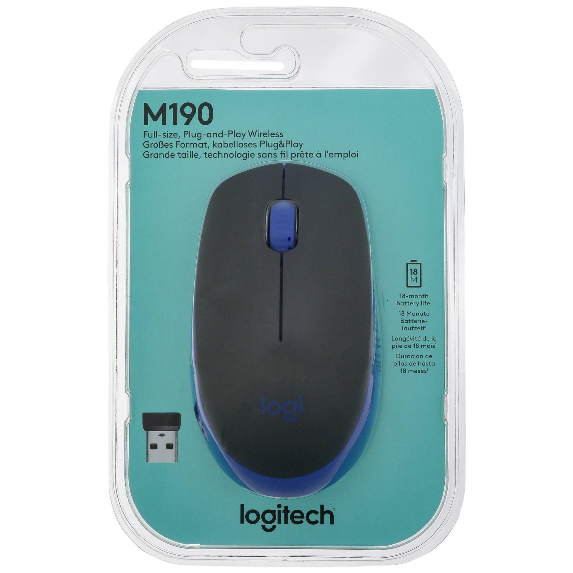 Logitech M190 blu kabellose Maus