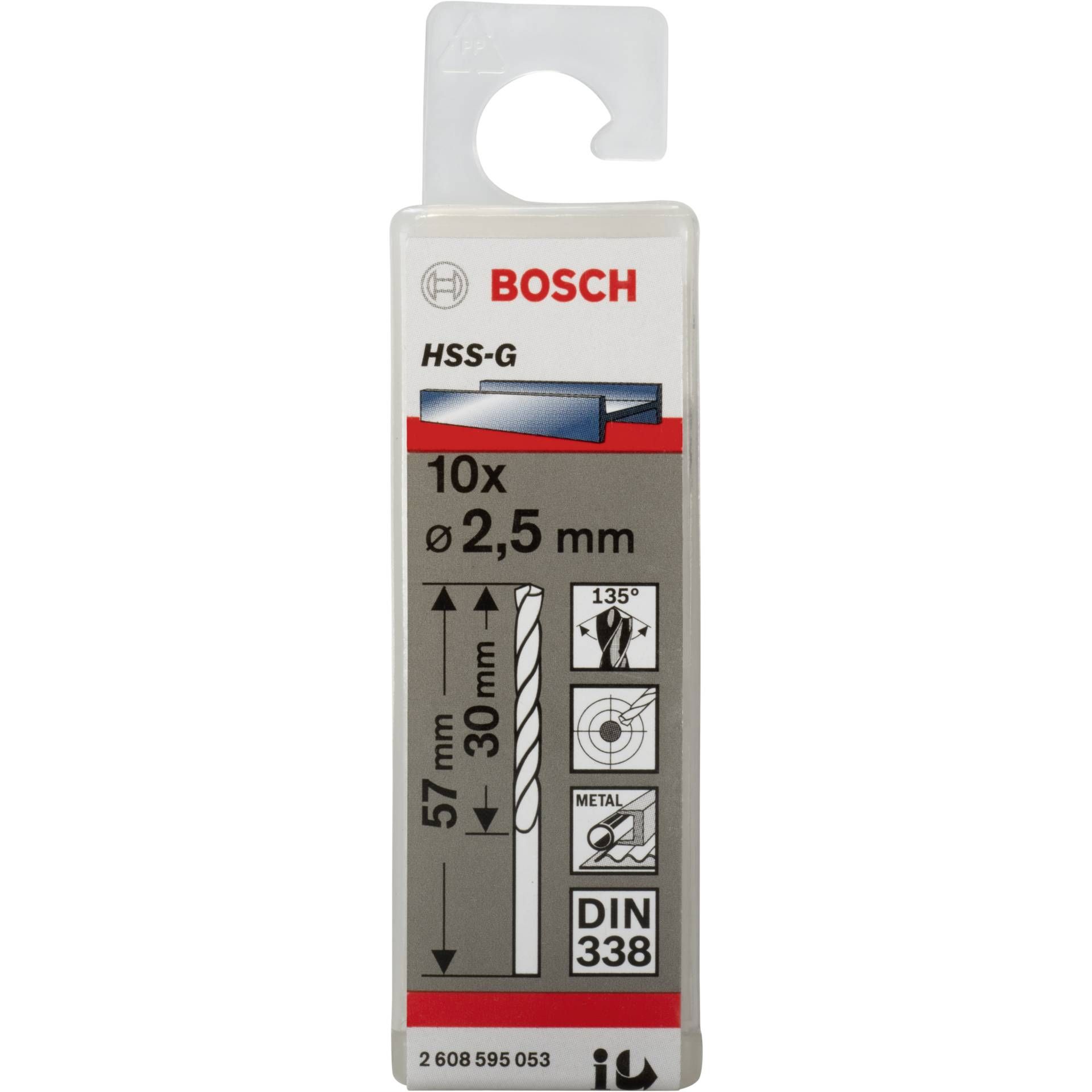 Bosch 10 punte per metallo HSS-G 2,5x30x57mm