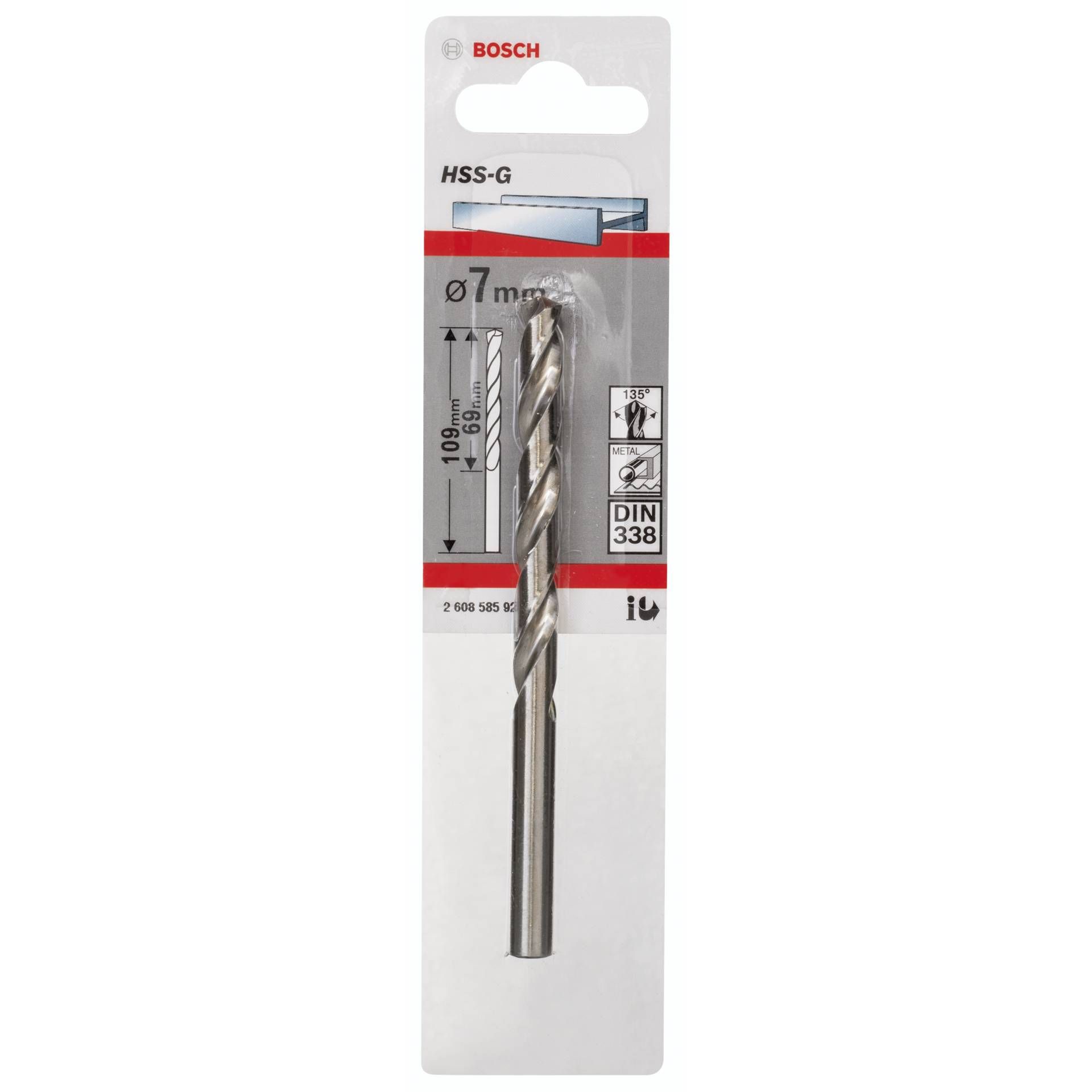 Bosch 1 punte per metallo HSS-G 7,0x69x109mm
