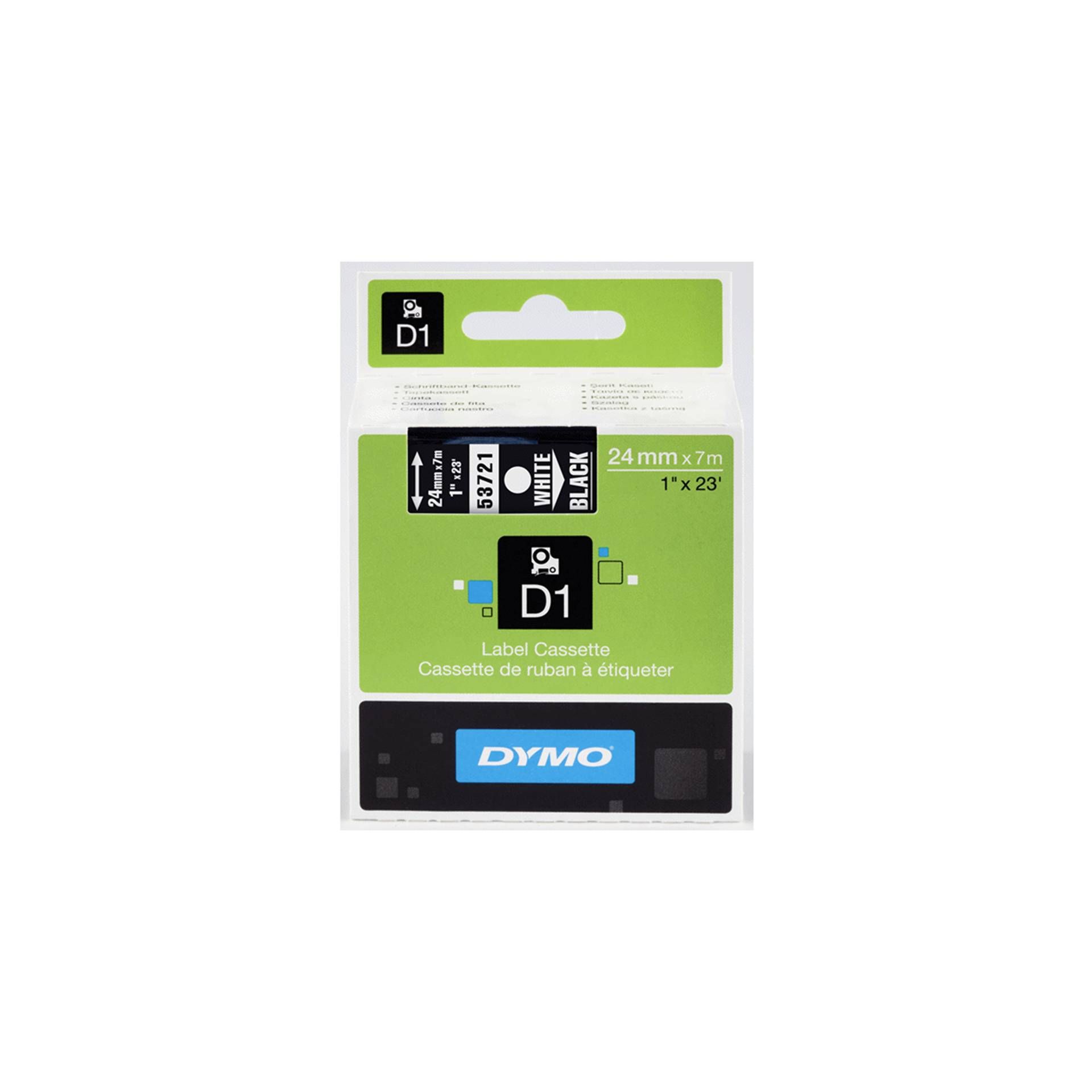 Dymo D1 nastro 24 mm x 7 m bianco su nero