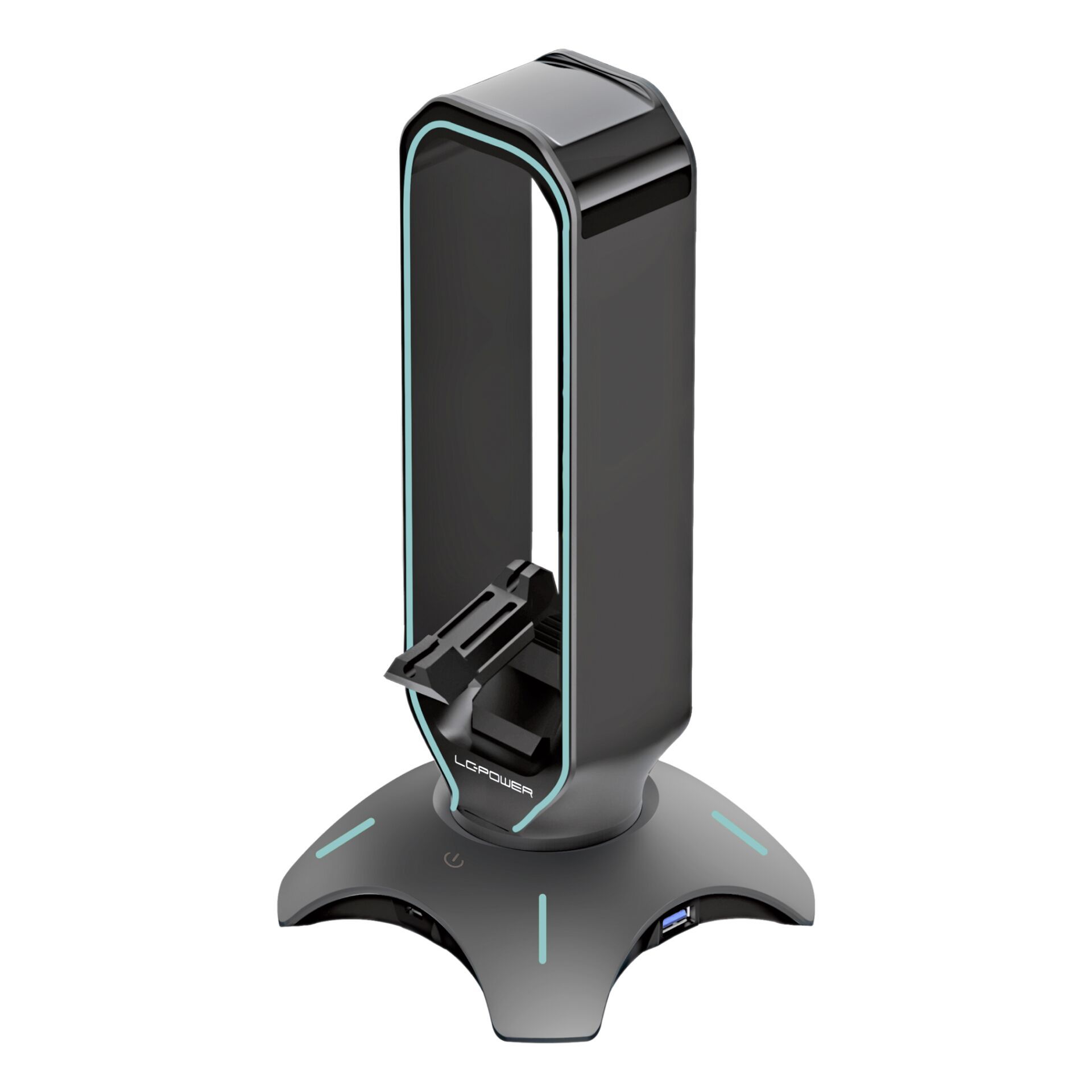 LC Power LC-HUB-HEAD-BUNGEE USB 3.0 Hub, Headphone Holder