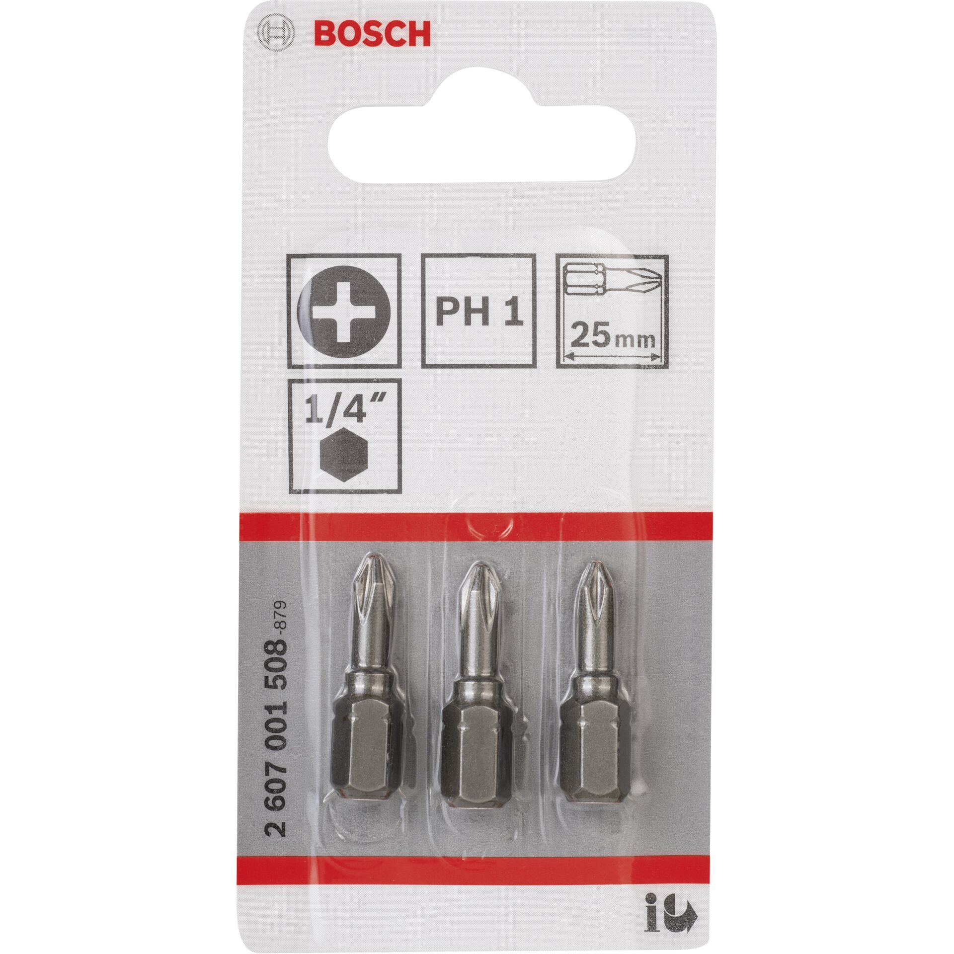 Bosch 3pcs PH Screwdriver Bit PH1 XH 25mm