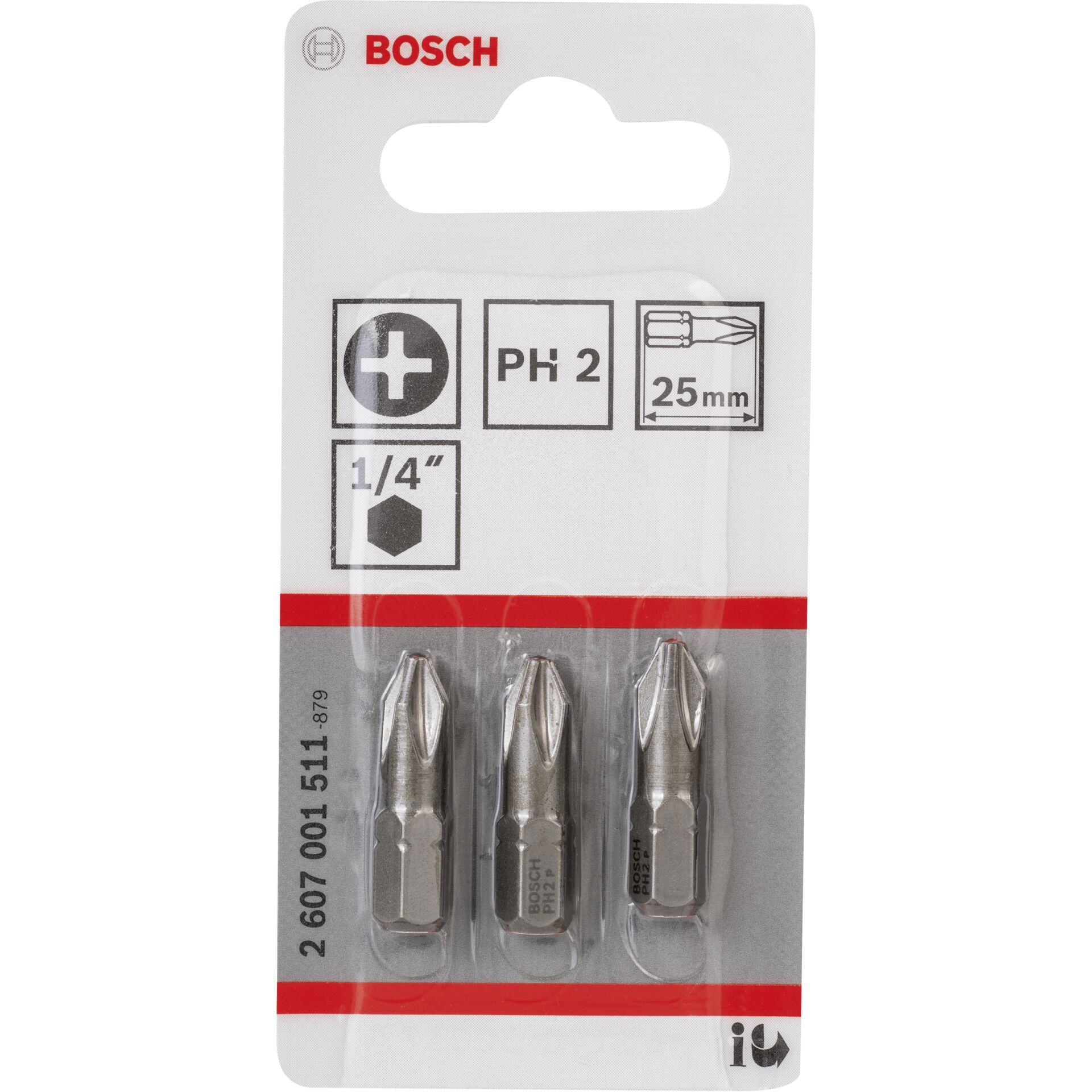 Bosch 3pcs PH Screwdriver Bit PH2 XH 25mm