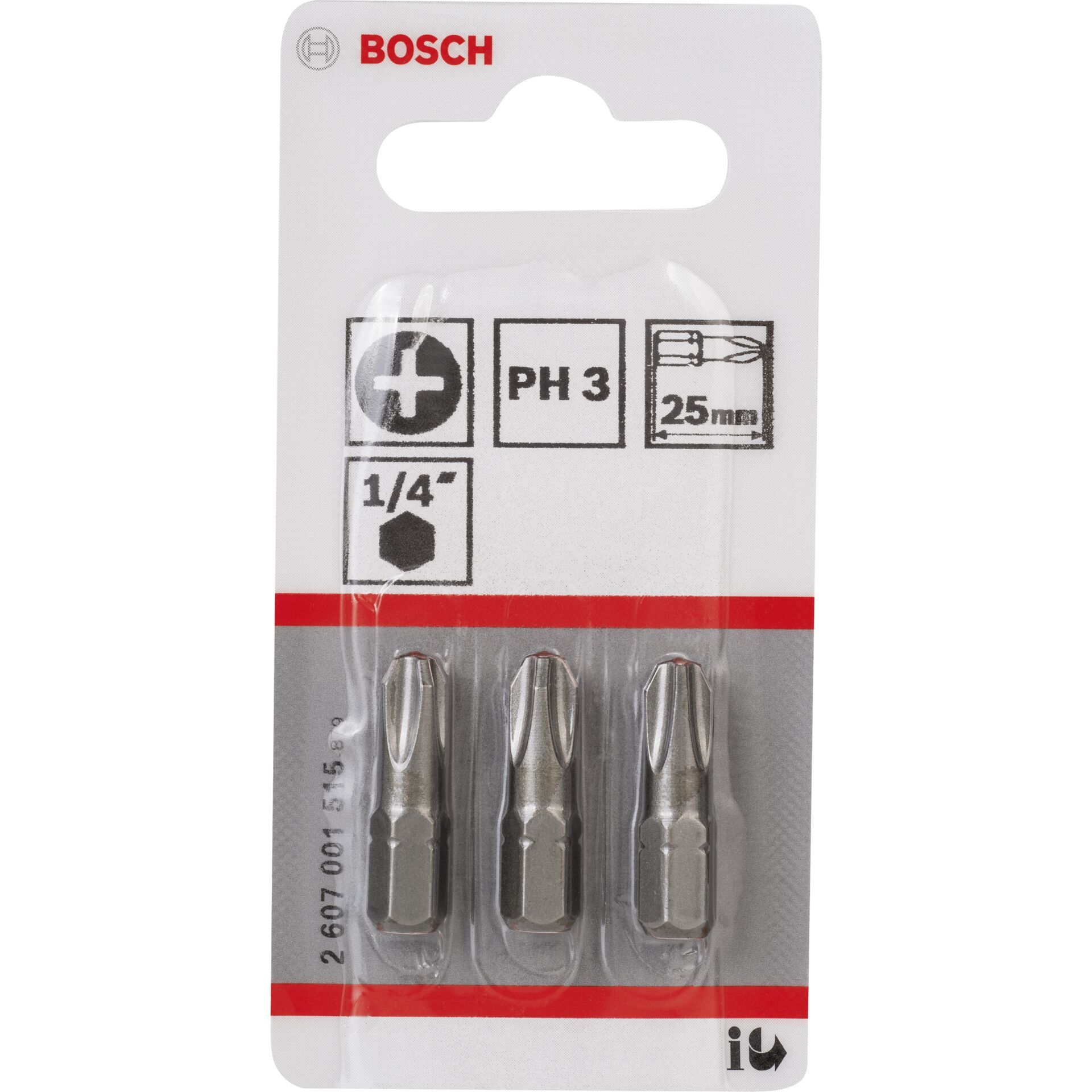 Bosch 3pcs PH Screwdriver Bit PH3 XH 25mm