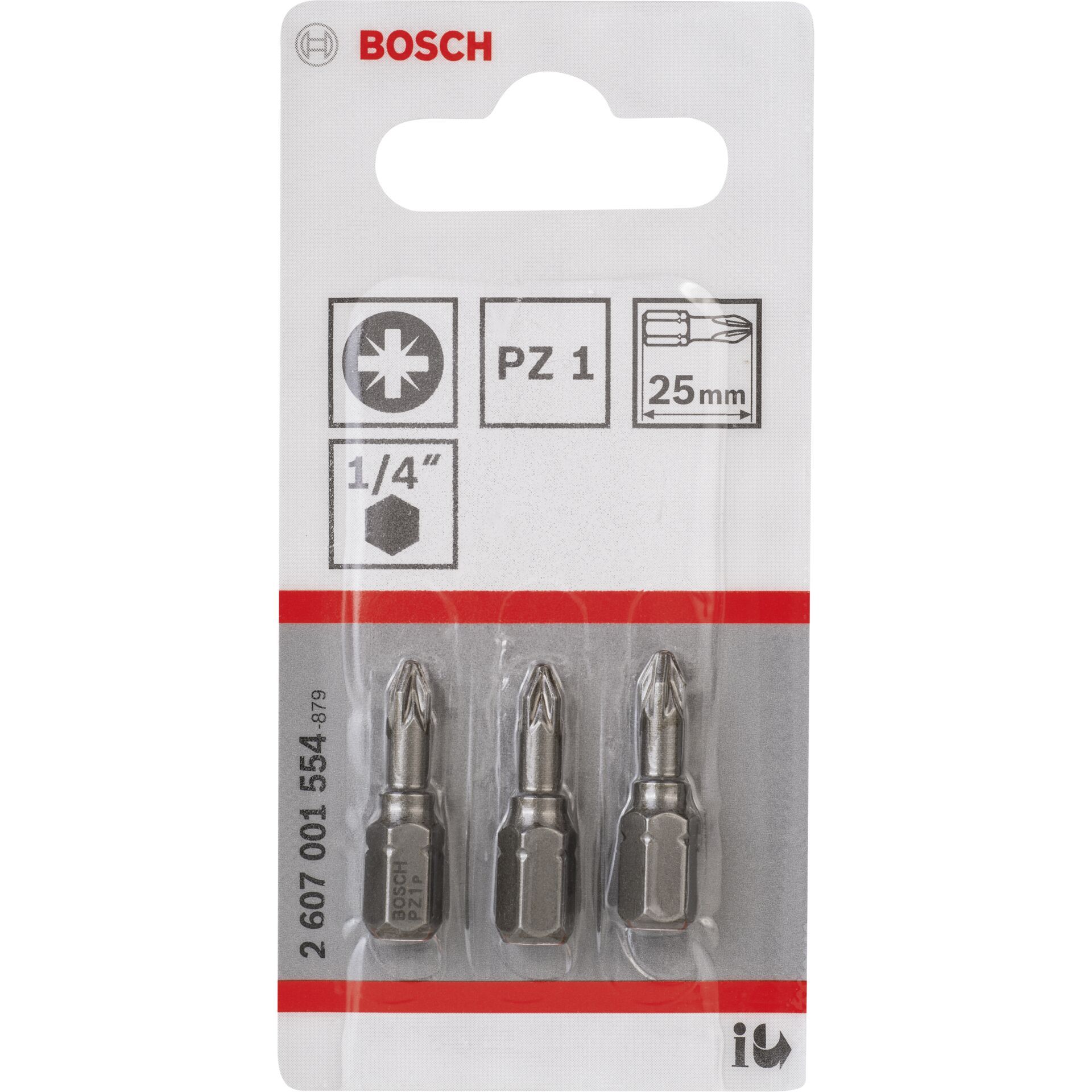 Bosch 3pcs PZ Screwdriver Bit PH1 XH1 25mm