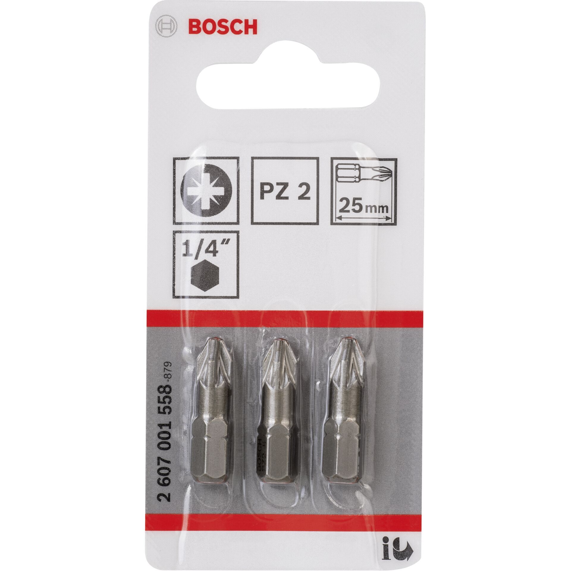 Bosch 3pct PZ Screwdriver Bit PH2 XH 25mm
