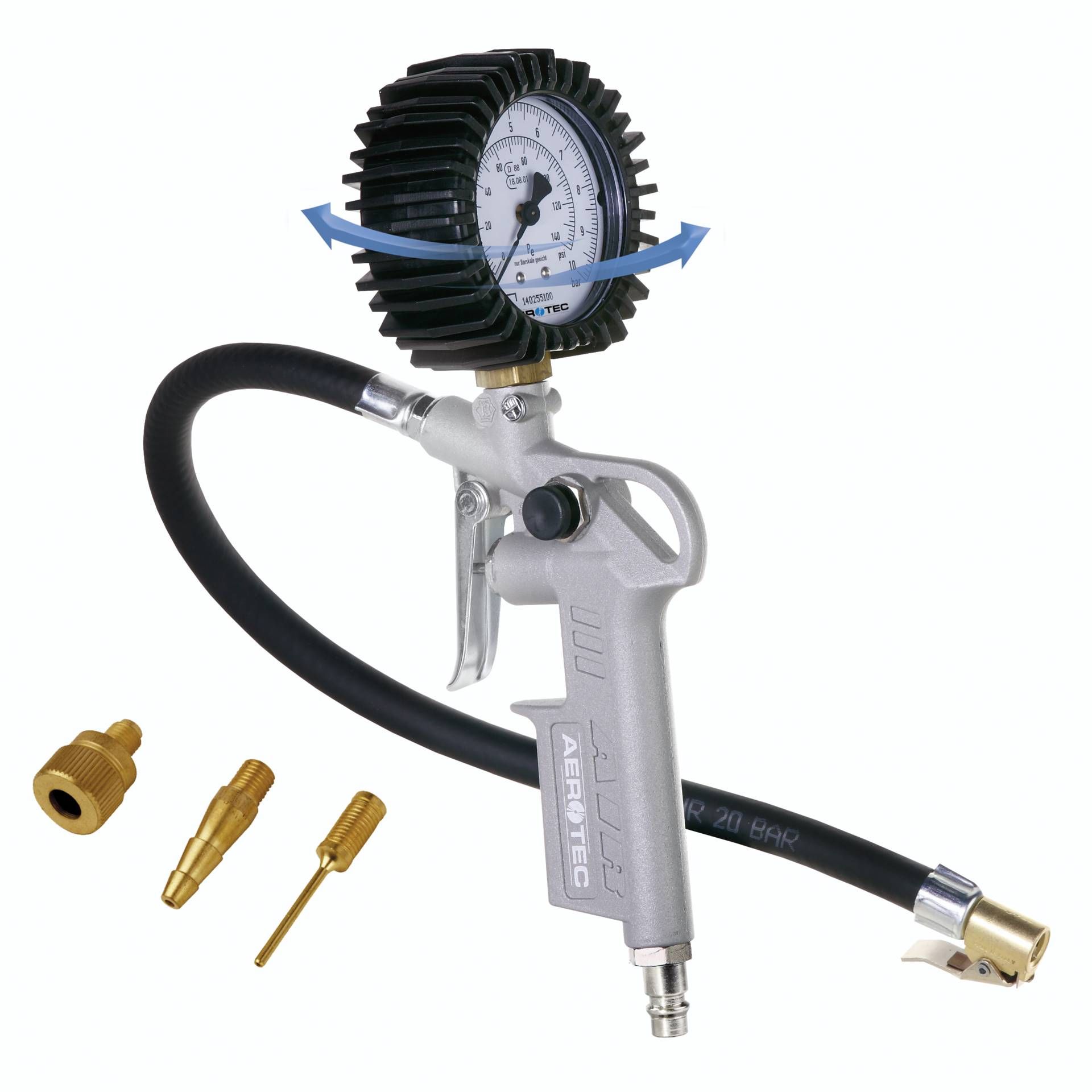 Aerotec tyre filler calibrated + 30cm hose + adapters