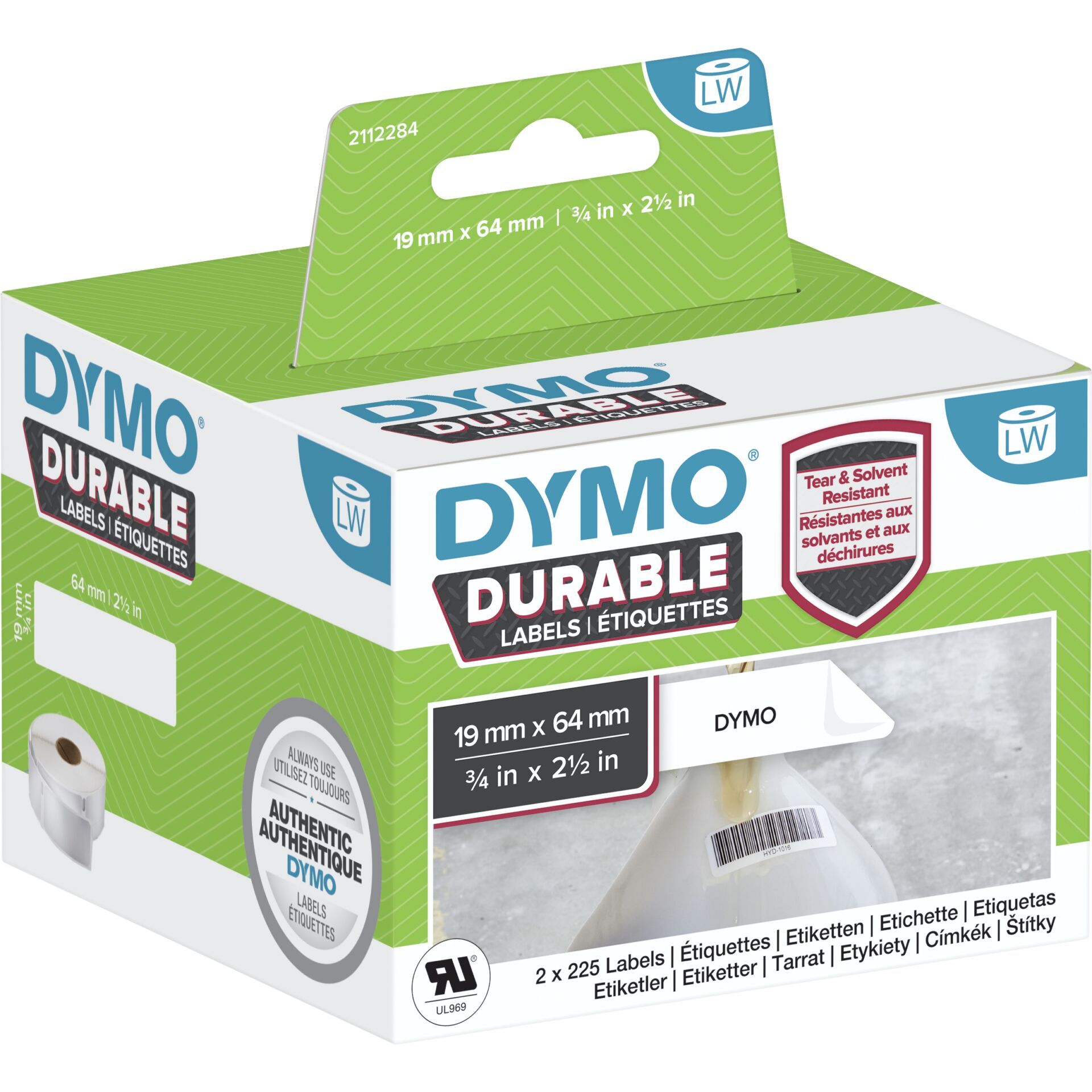 Dymo LW-Kunststoff-Etiketten 19 x 64 mm 2x 450 St.