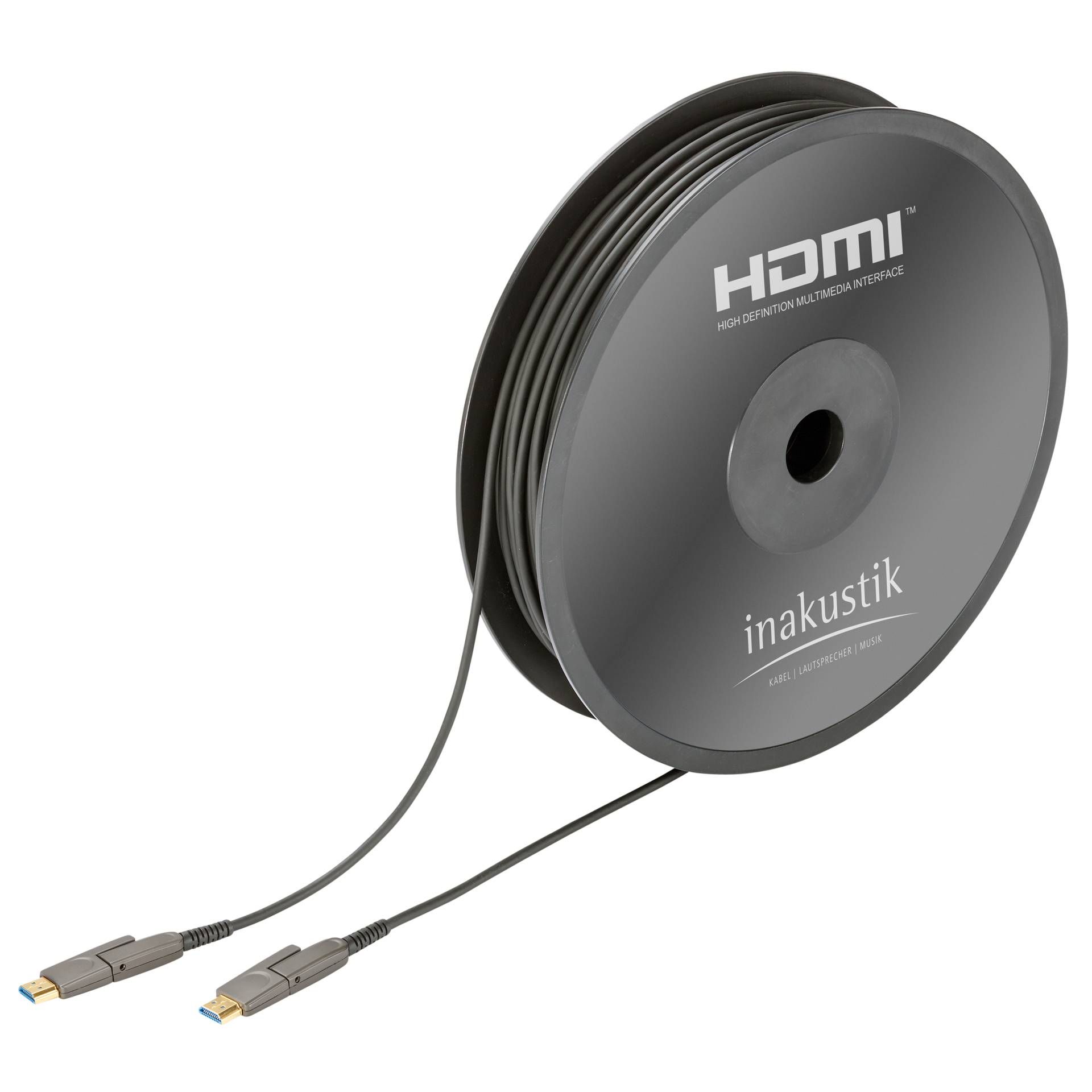 in-akustik Profi HDMI 2.0 LWL Kabel micro HDMI + Adapter 30m