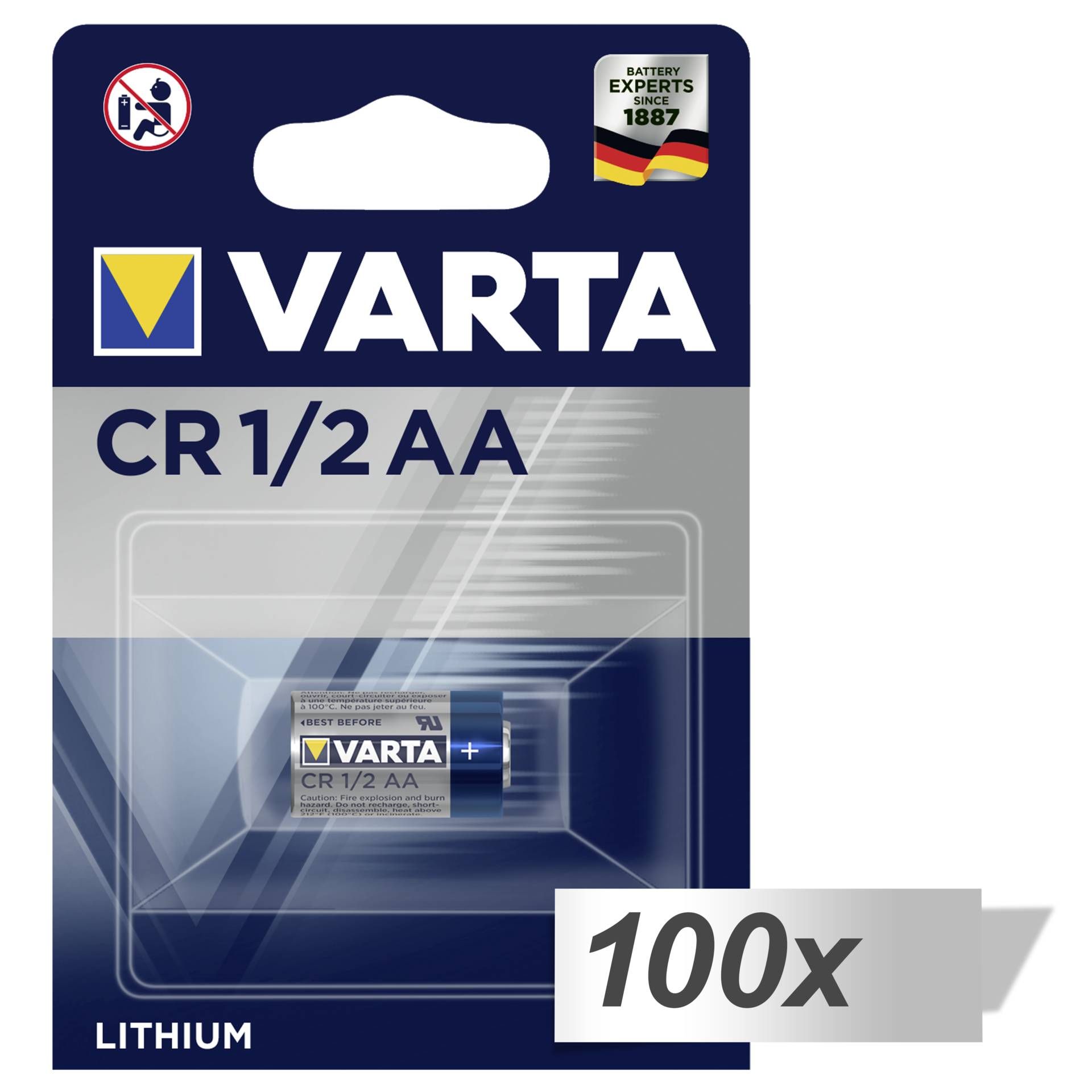 1x100 Varta Lithium CR 1/2 AA 700mAh 3V