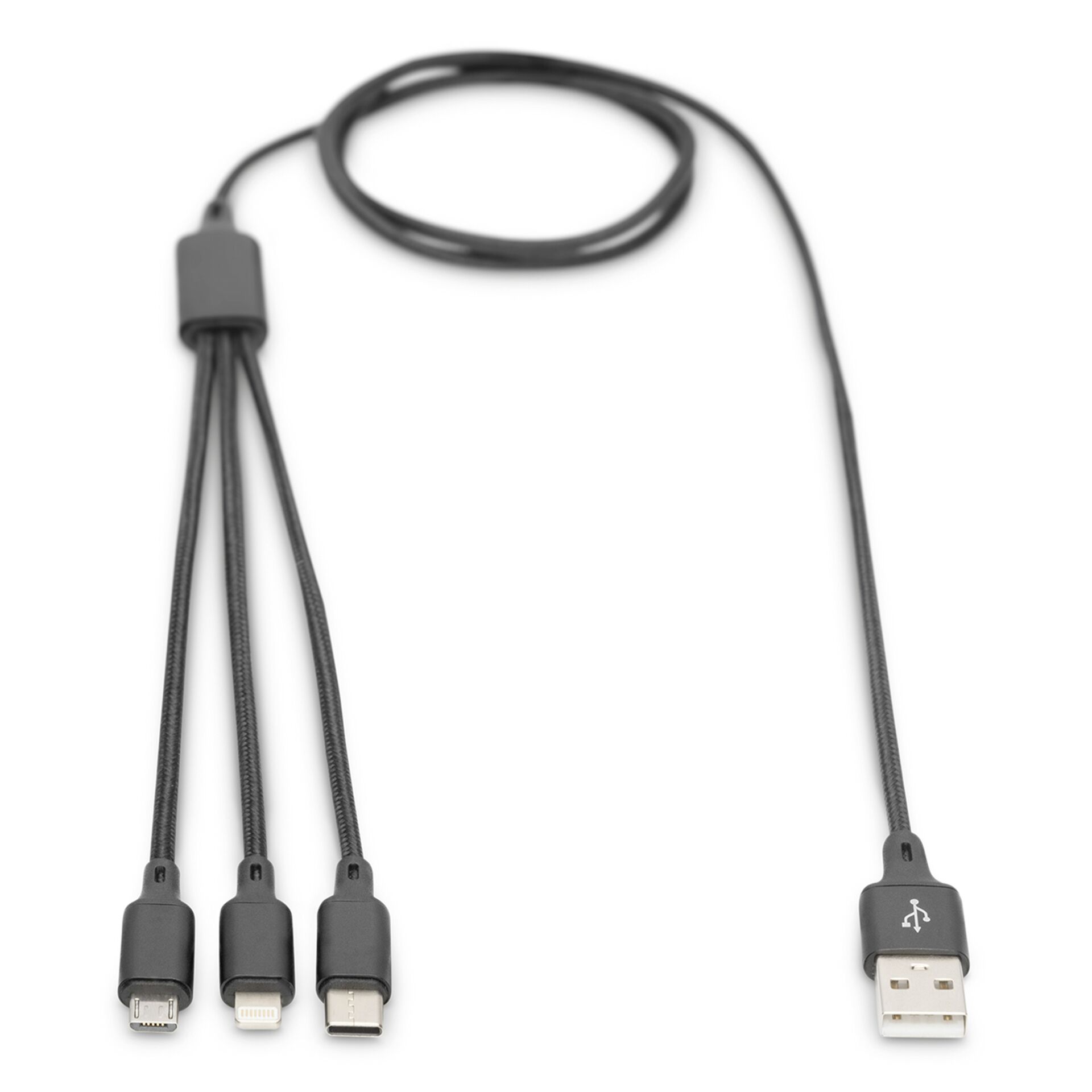 DIGITUS Cable 3-in-1 Cable USB-A to Lighning/MicroUSB/USB-C