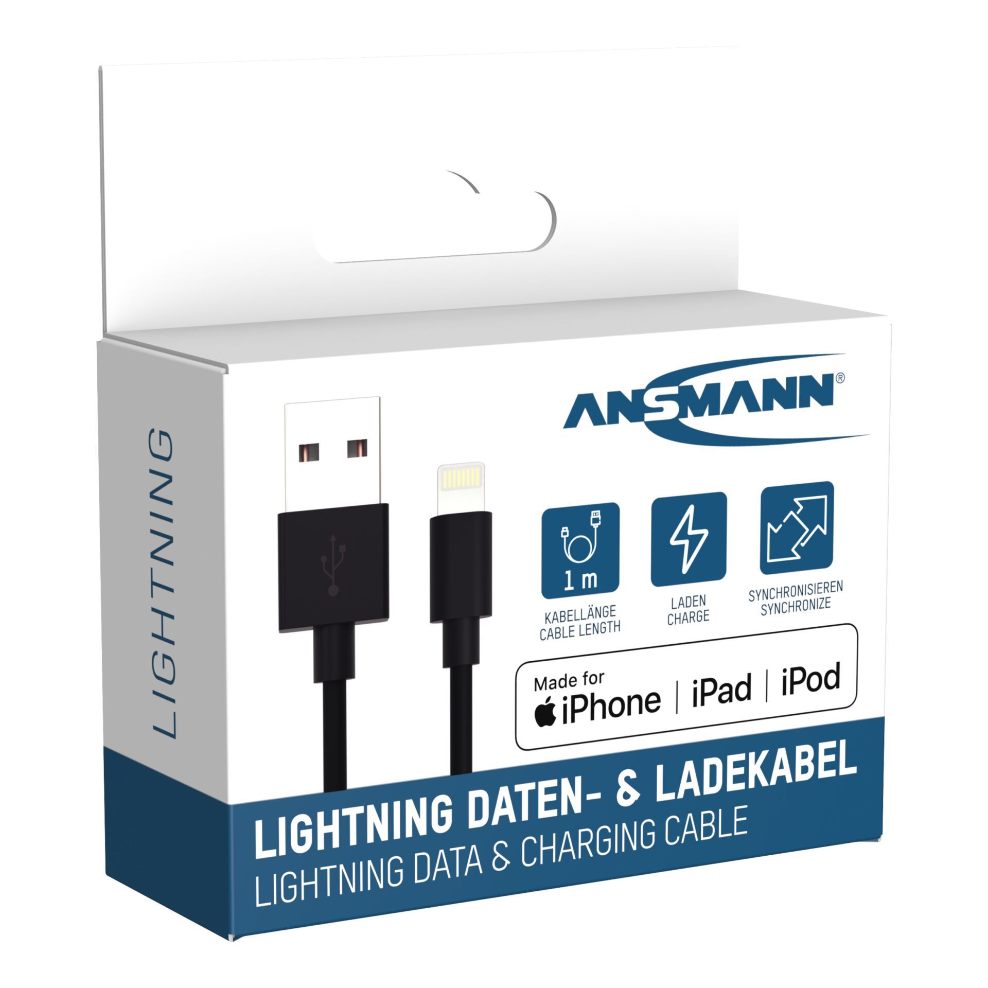 Ansmann Data and Charging Cable USB to Lightning 100cm
