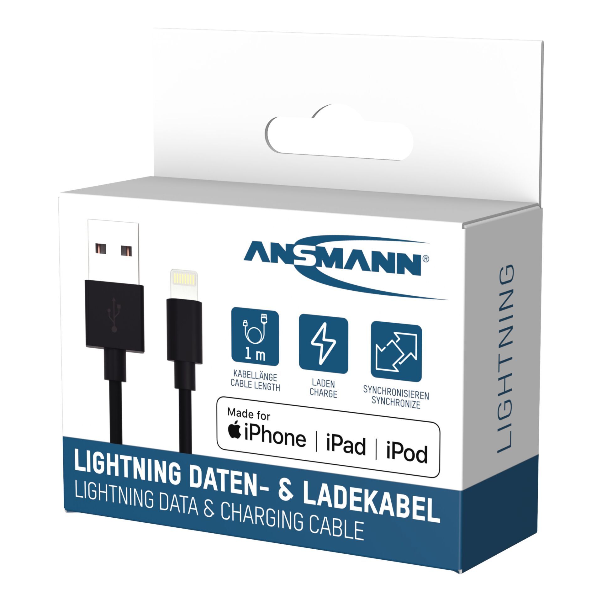 Ansmann Data and Charging Cable USB to Lightning 100cm