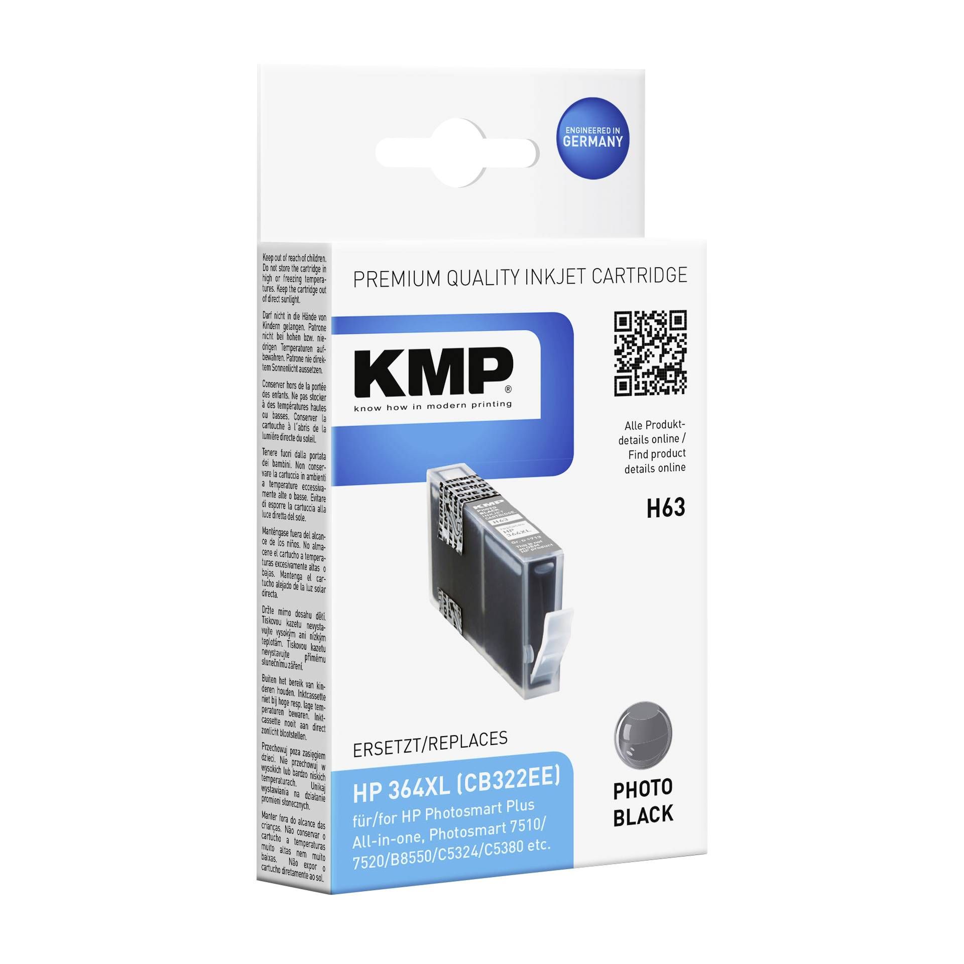 KMP H63 cartuccia foto sw comp. c. HP CB 322 EE No. 364 XL