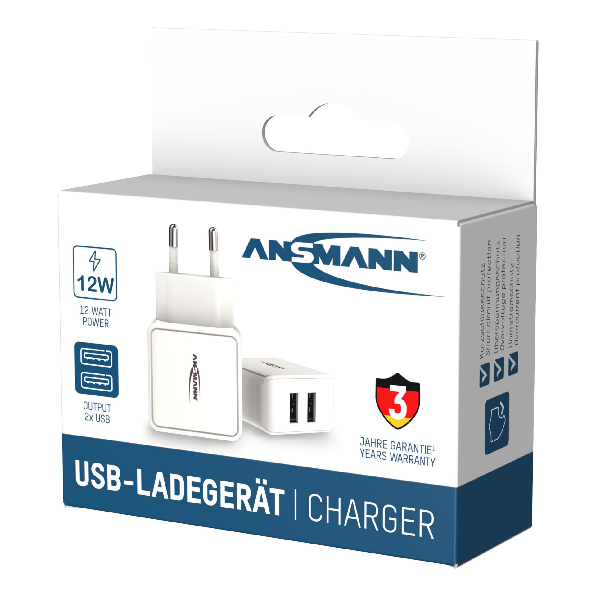 Ansmann Home Charger HC212 2xUSB 2400mA white