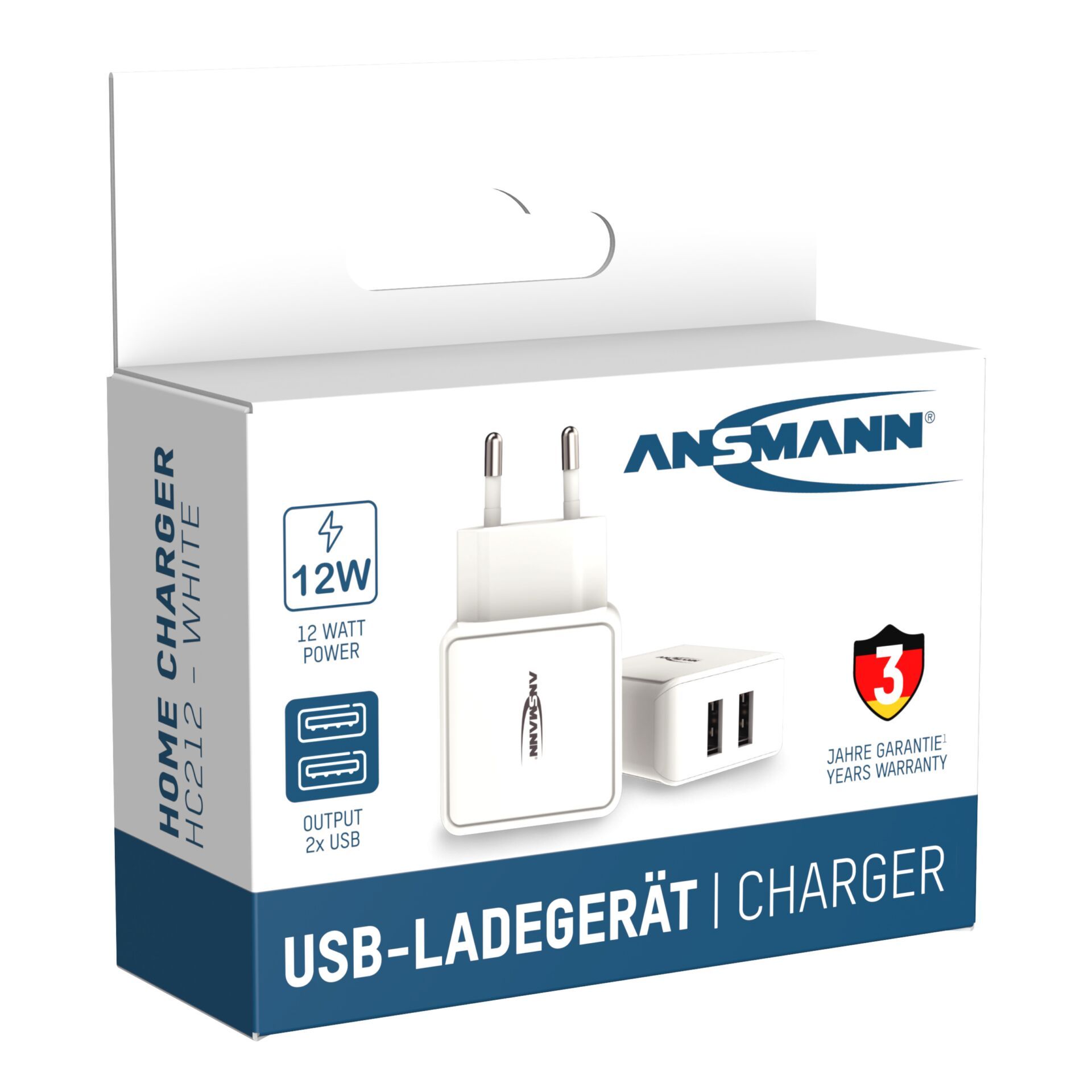 Ansmann Home Charger HC212 2xUSB 2400mA white