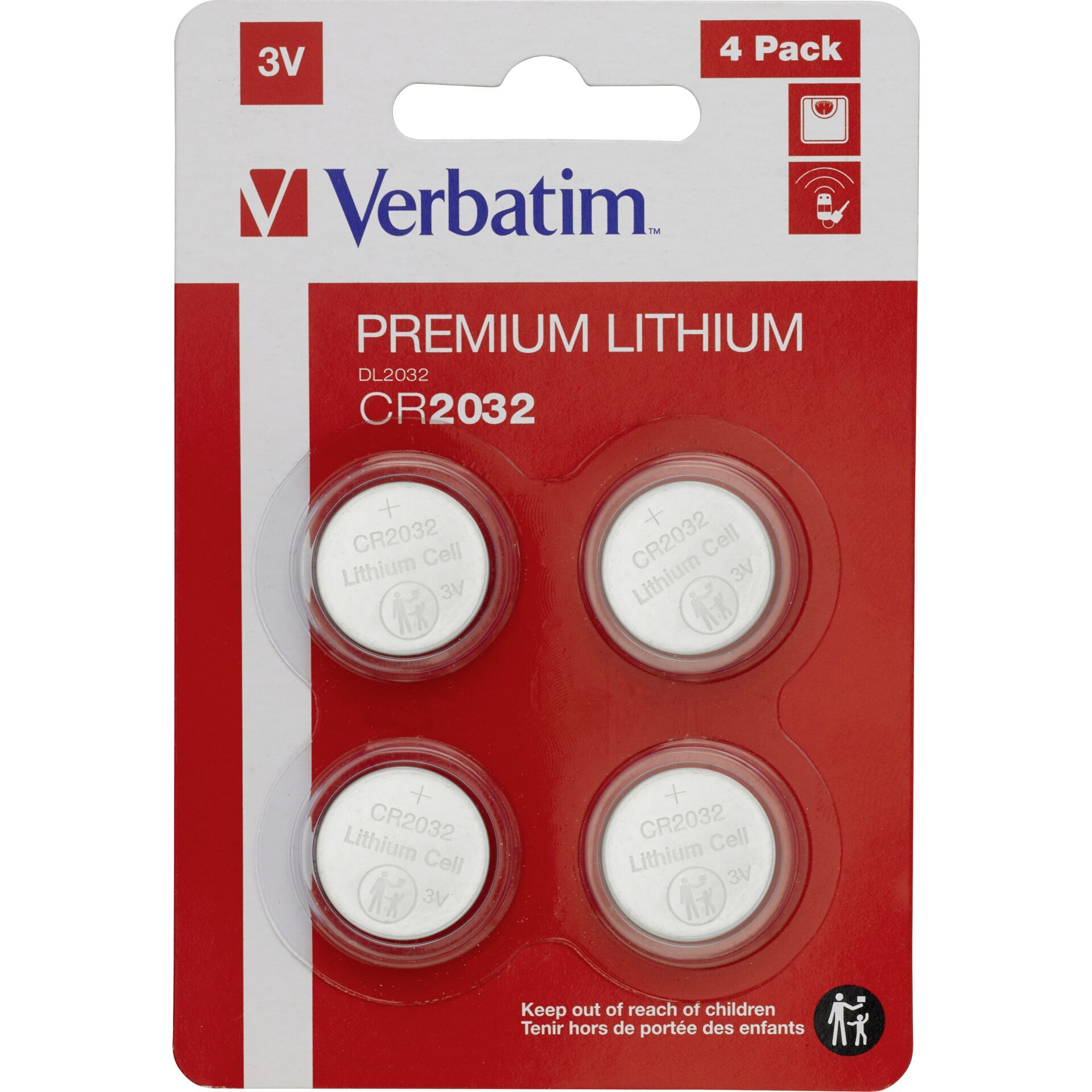 1x4 Verbatim CR 2032 Lithium battery 49533